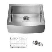 27" Handcrafted Farmhouse Apron Single Bowl Stainless Steel Kitchen Sink - C1-27SF