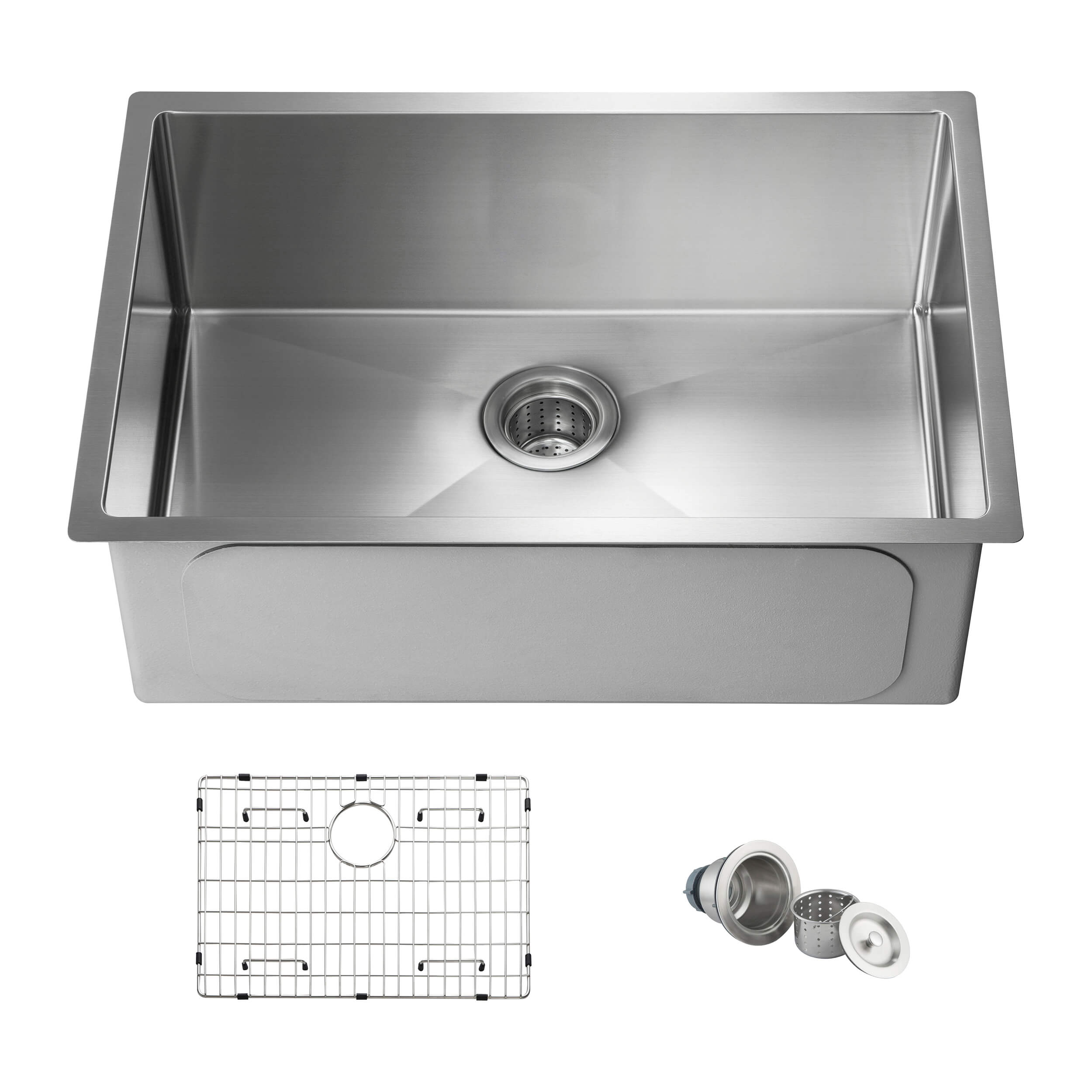 28" Handcrafted Undermount Single Bowl 16 gauge Stainless Steel Kitchen Sink