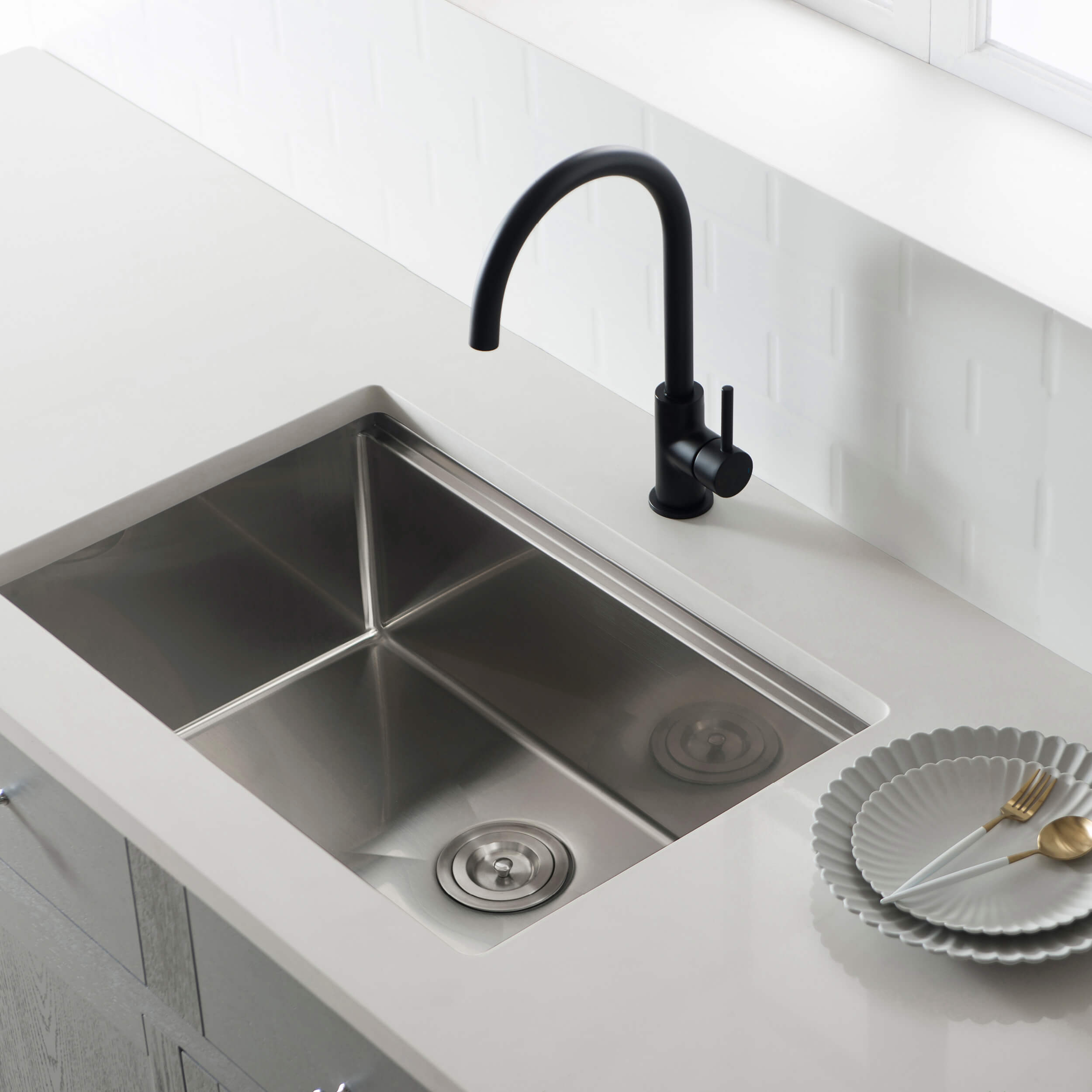 28" Undermount Single Bowl Stainless Steel Workstation Sink