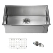 30" Handcrafted Undermount Single Bowl 16 gauge Stainless Steel Kitchen Sink