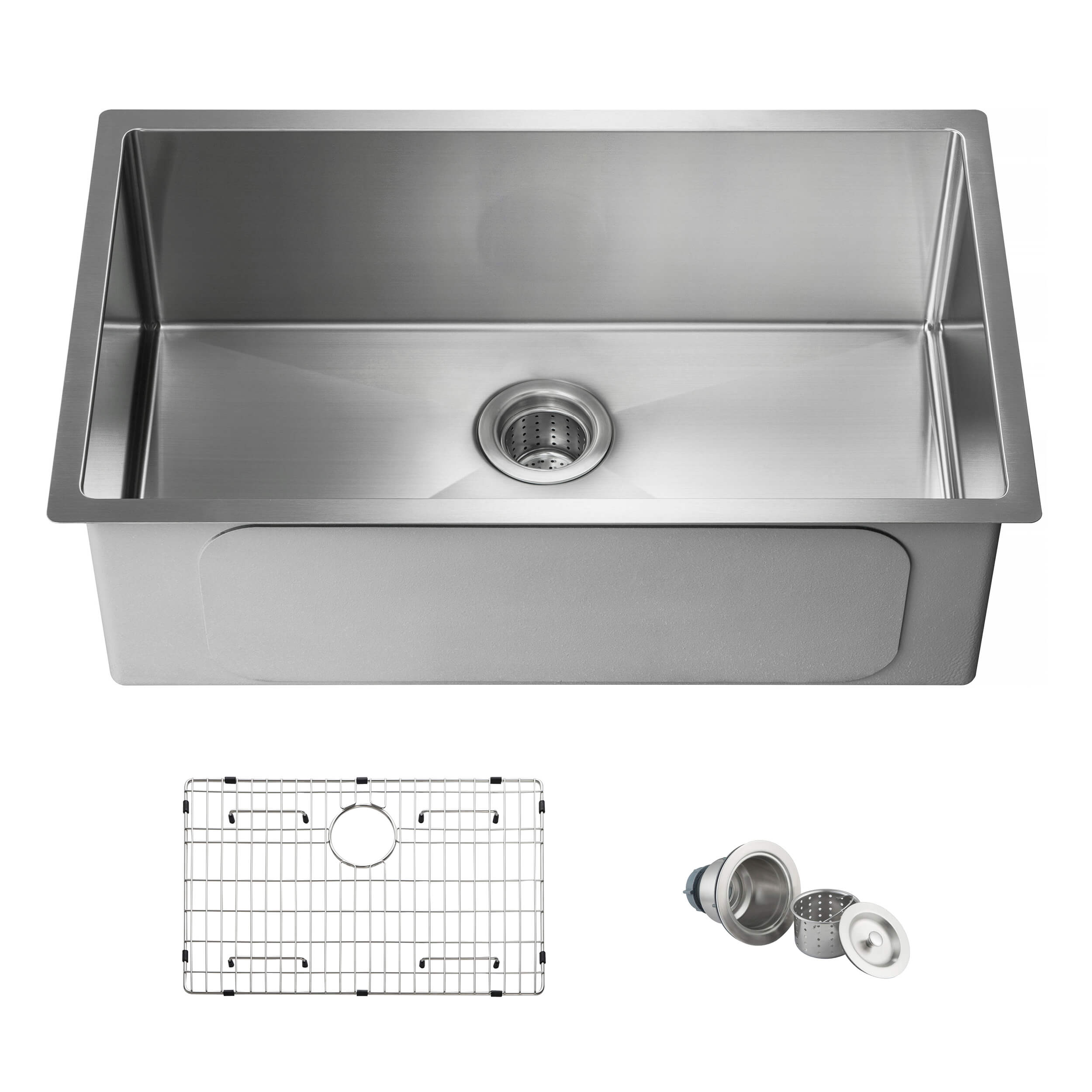 30" Handcrafted Undermount Single Bowl 16 gauge Stainless Steel Kitchen Sink
