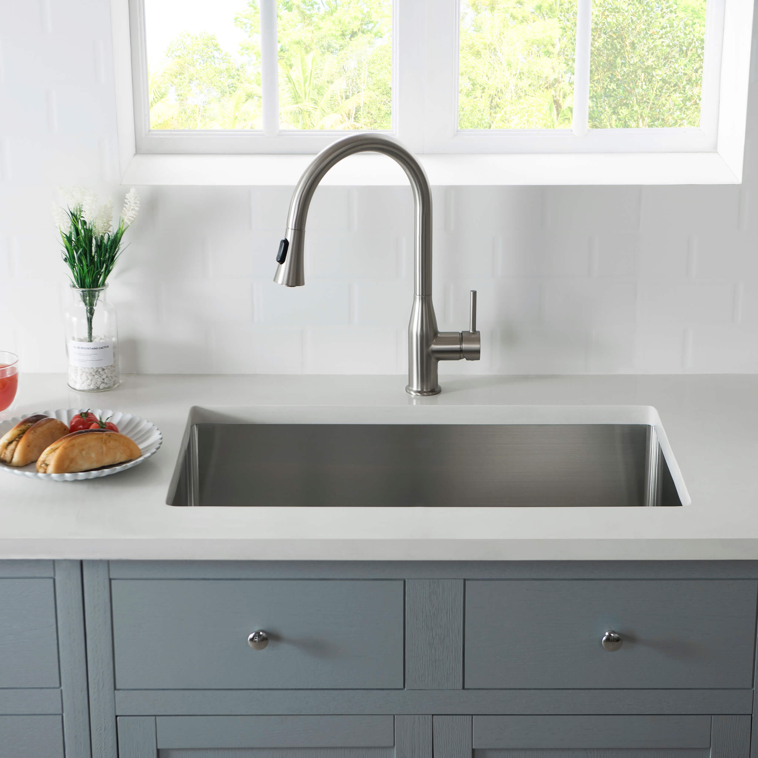 30" Handcrafted Undermount Single Bowl 16 gauge Stainless Steel Kitchen Sink