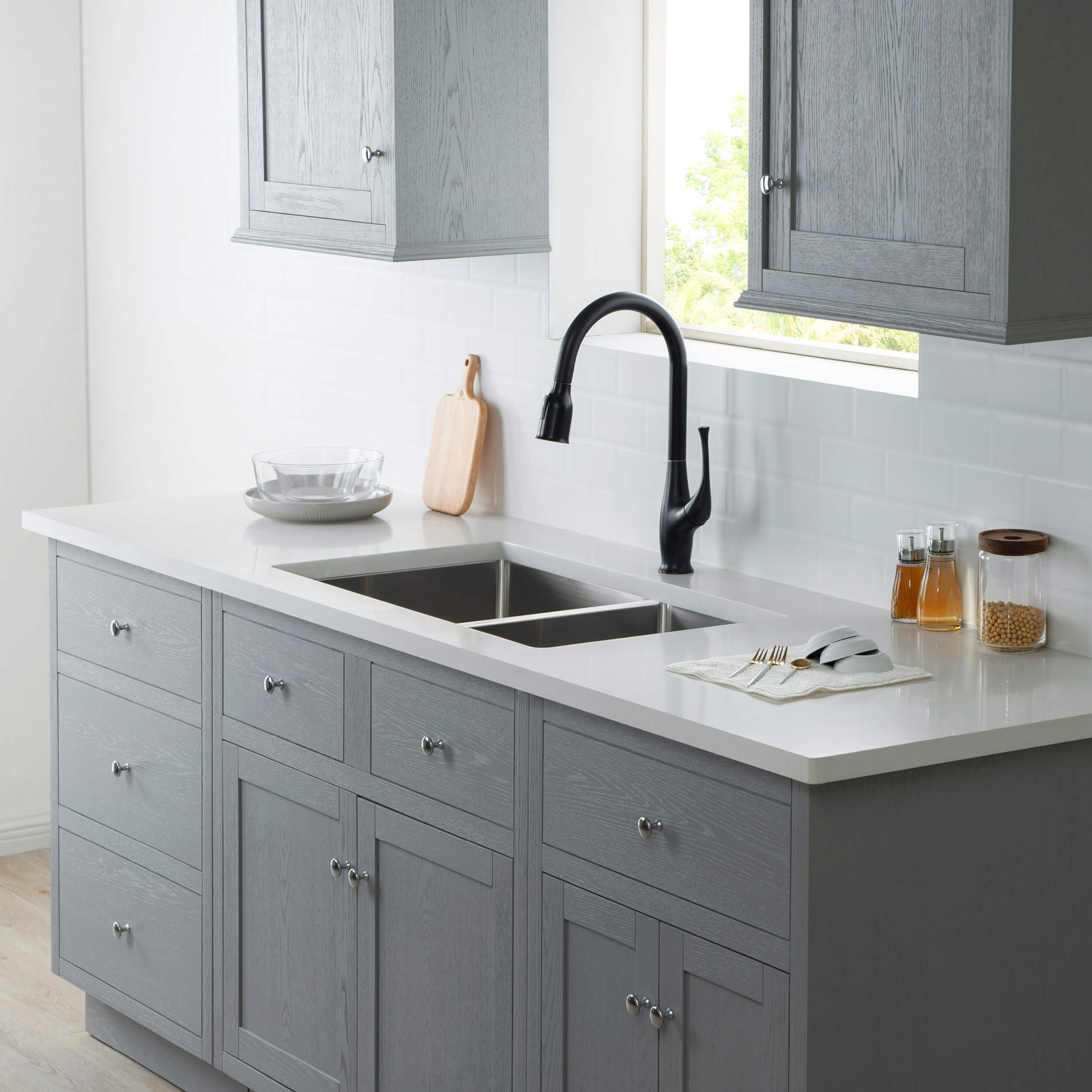 32 3/4" Handcrafted Undermount Double Bowl Stainless Steel Kitchen Sink