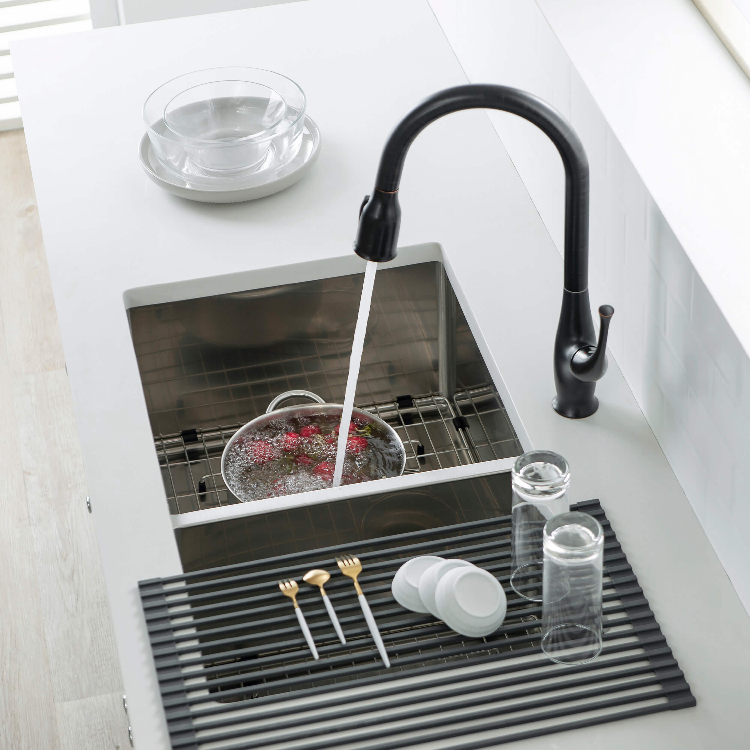 32 3/4" Handcrafted Undermount Double Bowl Stainless Steel Kitchen Sink