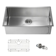 32 3/4" Handcrafted Undermount Single Bowl 16 gauge Stainless Steel Kitchen Sink