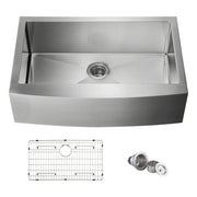 33" Handcrafted Farmhouse Apron Single Bowl Stainless Steel Kitchen Sink - C1-33SF