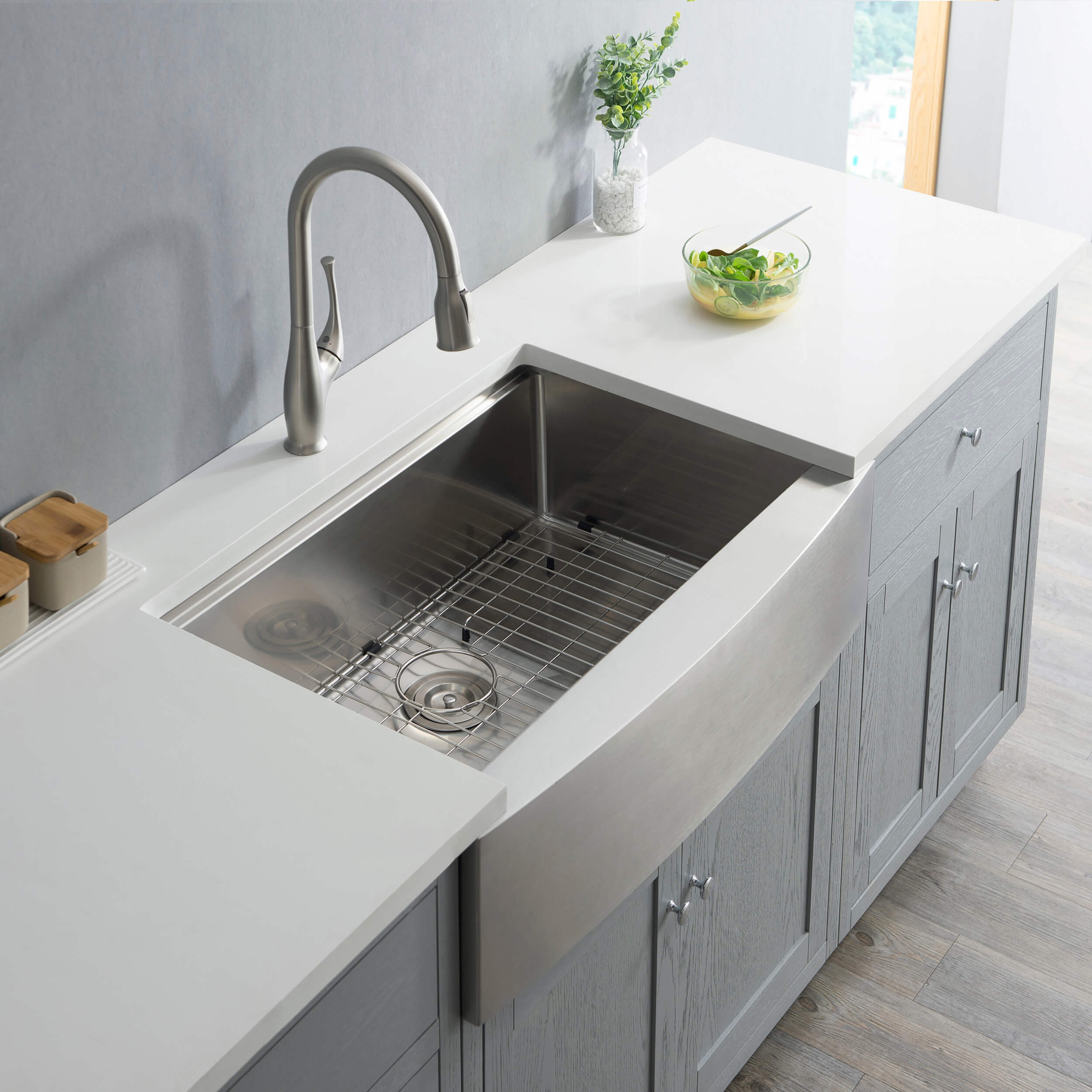 33" Farmhouse Apron Single Bowl Stainless Steel Workstation Kitchen Sink