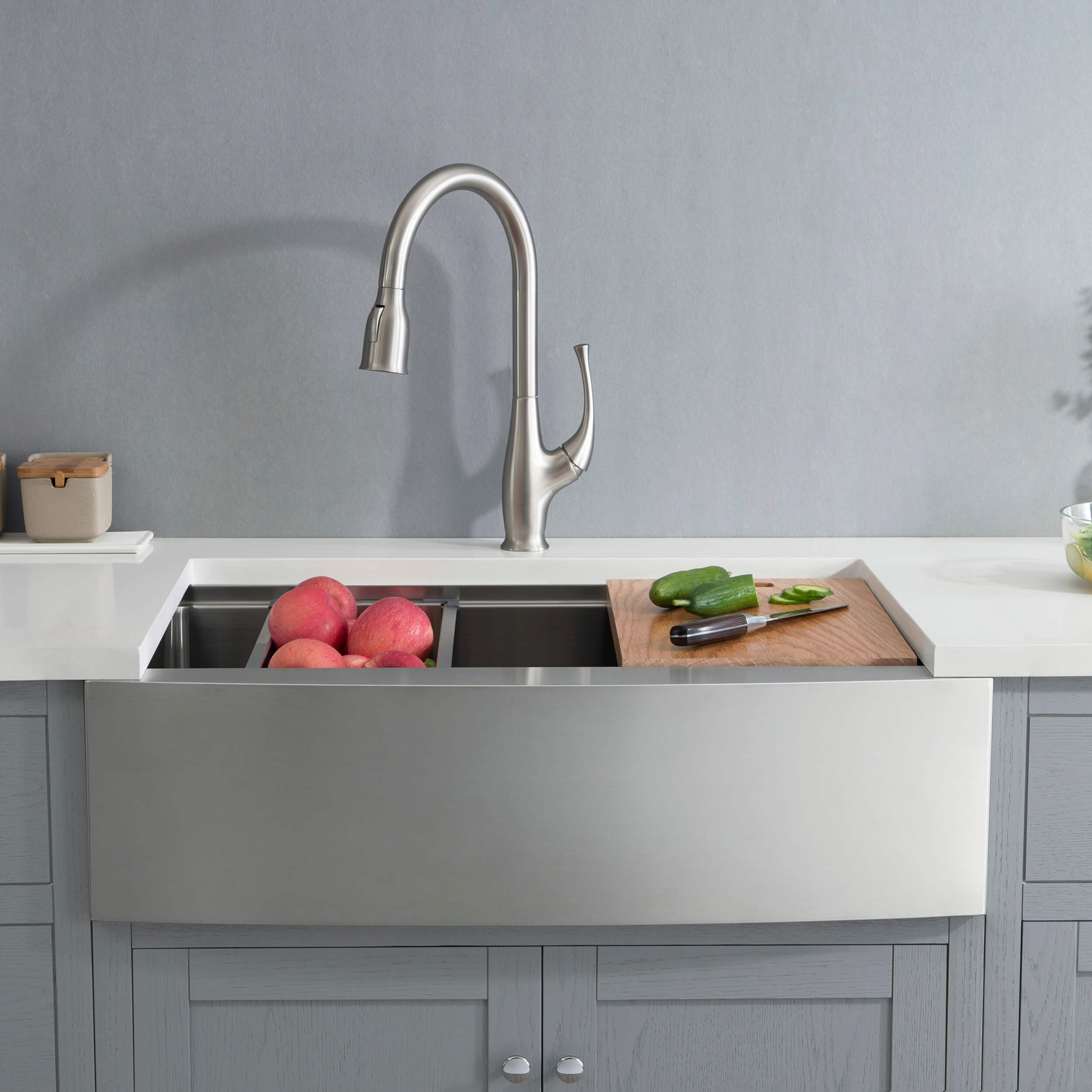 33" Farmhouse Apron Single Bowl Stainless Steel Workstation Kitchen Sink