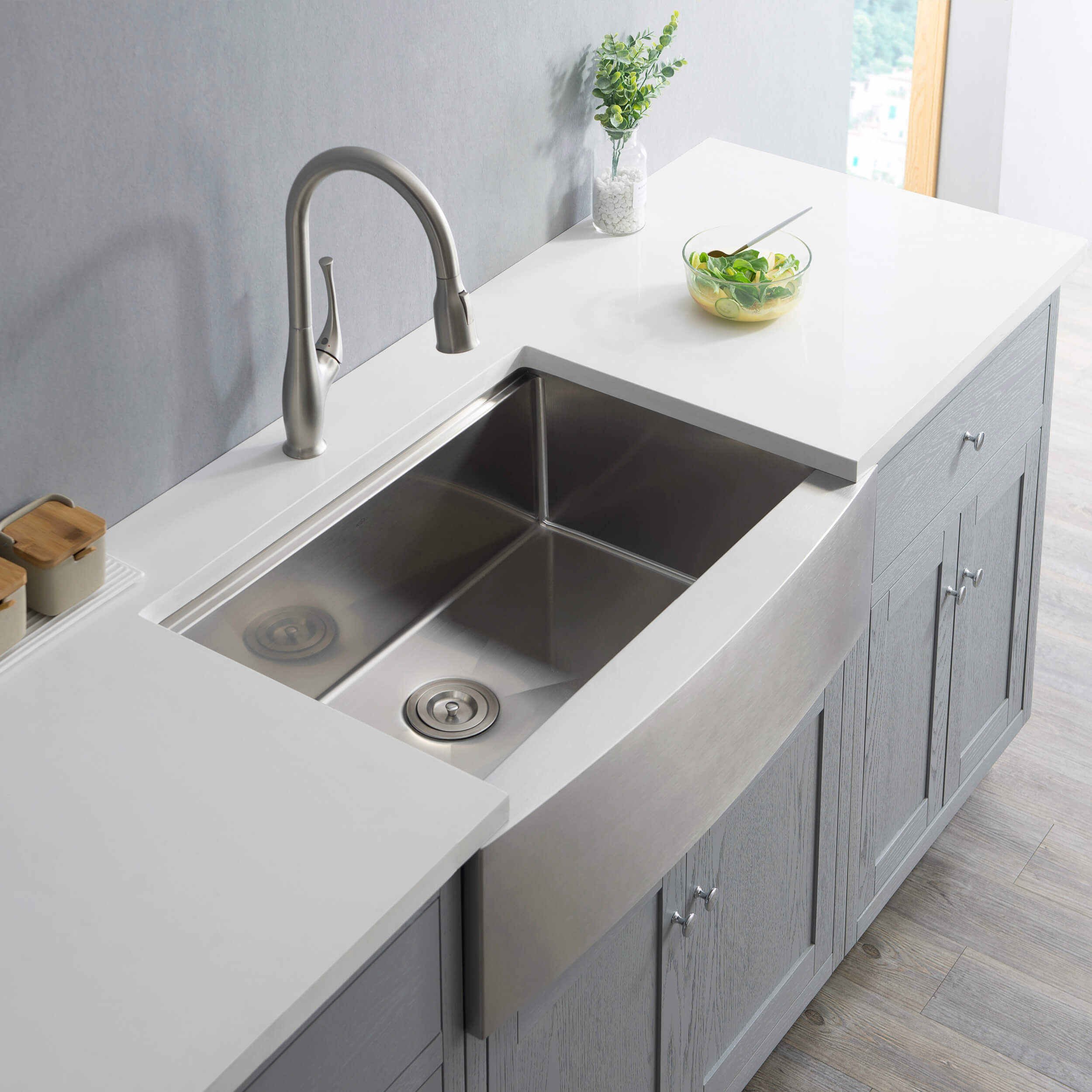 33" Farmhouse Apron Single Bowl Stainless Steel Workstation Kitchen Sink