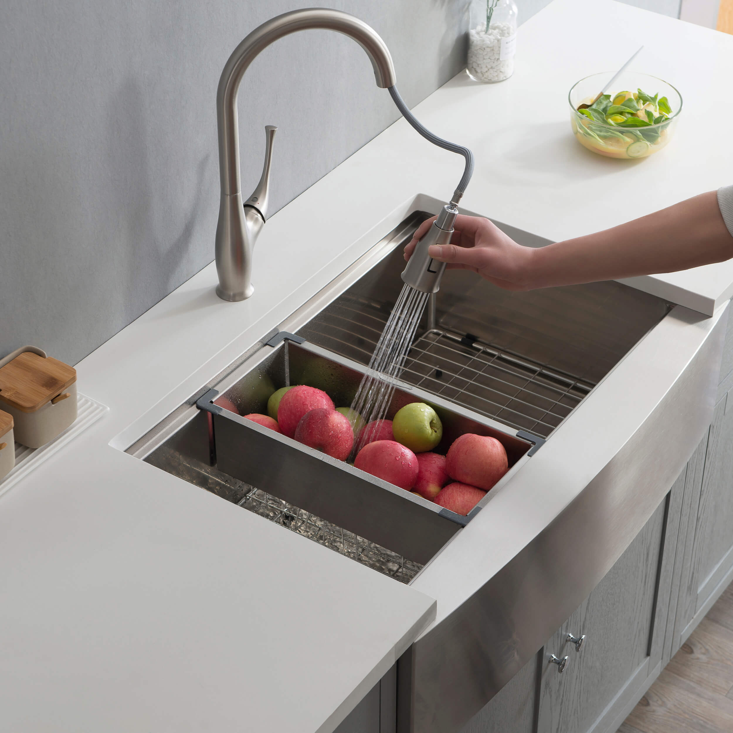 33" Farmhouse Apron Single Bowl Stainless Steel Workstation Kitchen Sink
