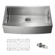 36" Handcrafted Farmhouse Apron Single Bowl Stainless Steel Kitchen Sink - C1-36SF