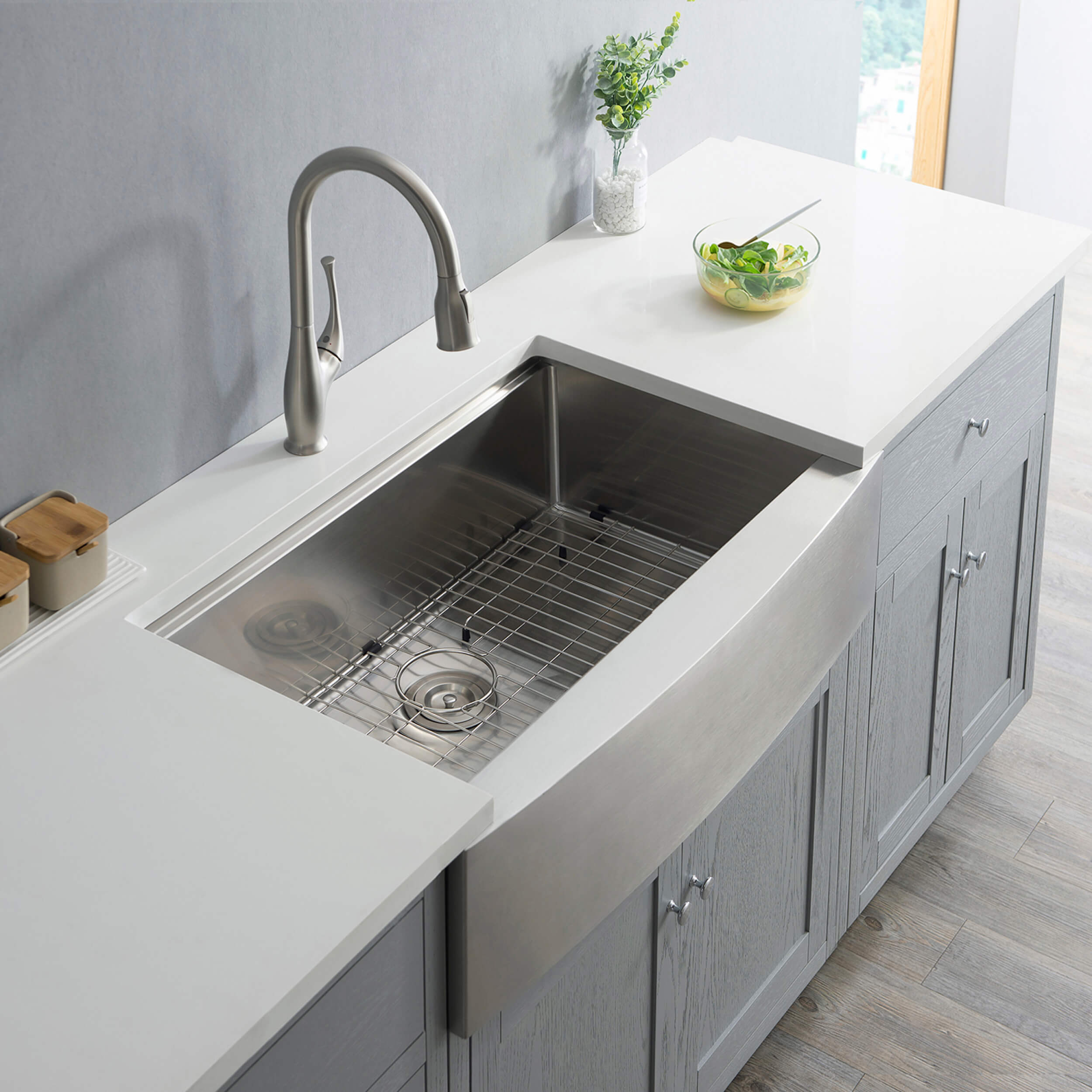 36" Farmhouse Apron Single Bowl Stainless Steel Workstation Kitchen Sink
