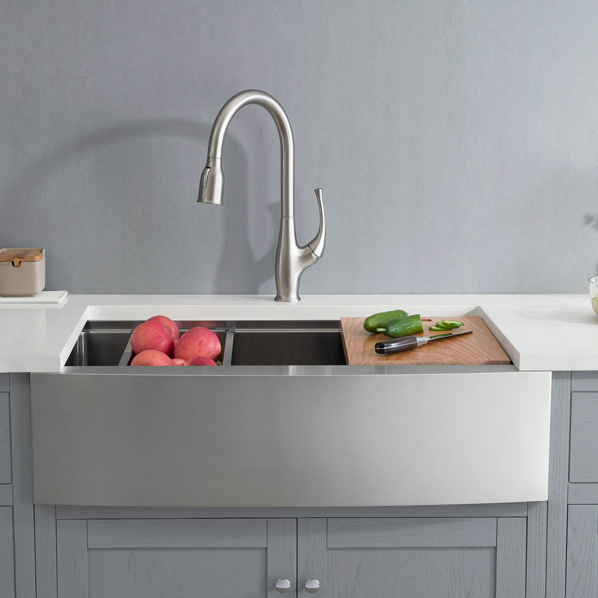 36" Farmhouse Apron Single Bowl Stainless Steel Workstation Kitchen Sink