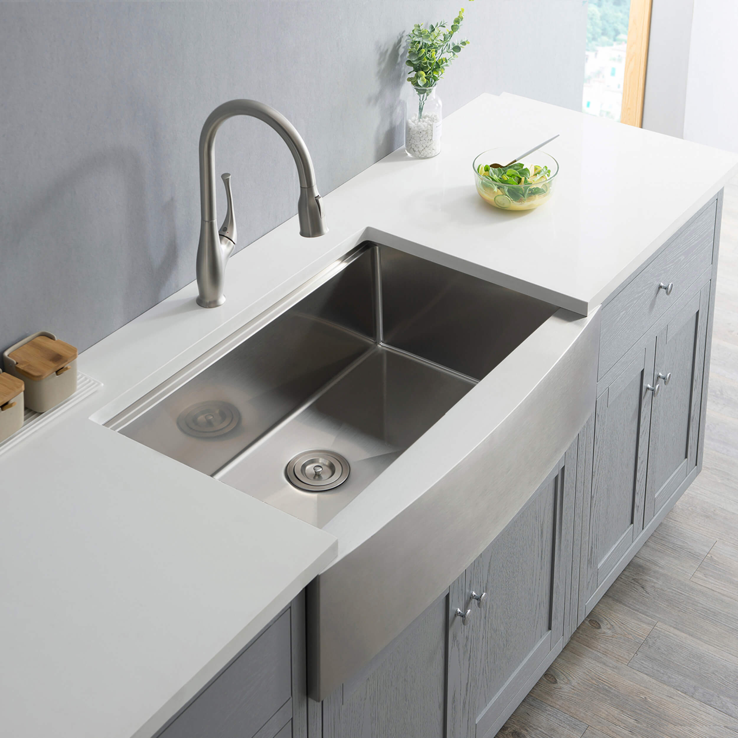 36" Farmhouse Apron Single Bowl Stainless Steel Workstation Kitchen Sink