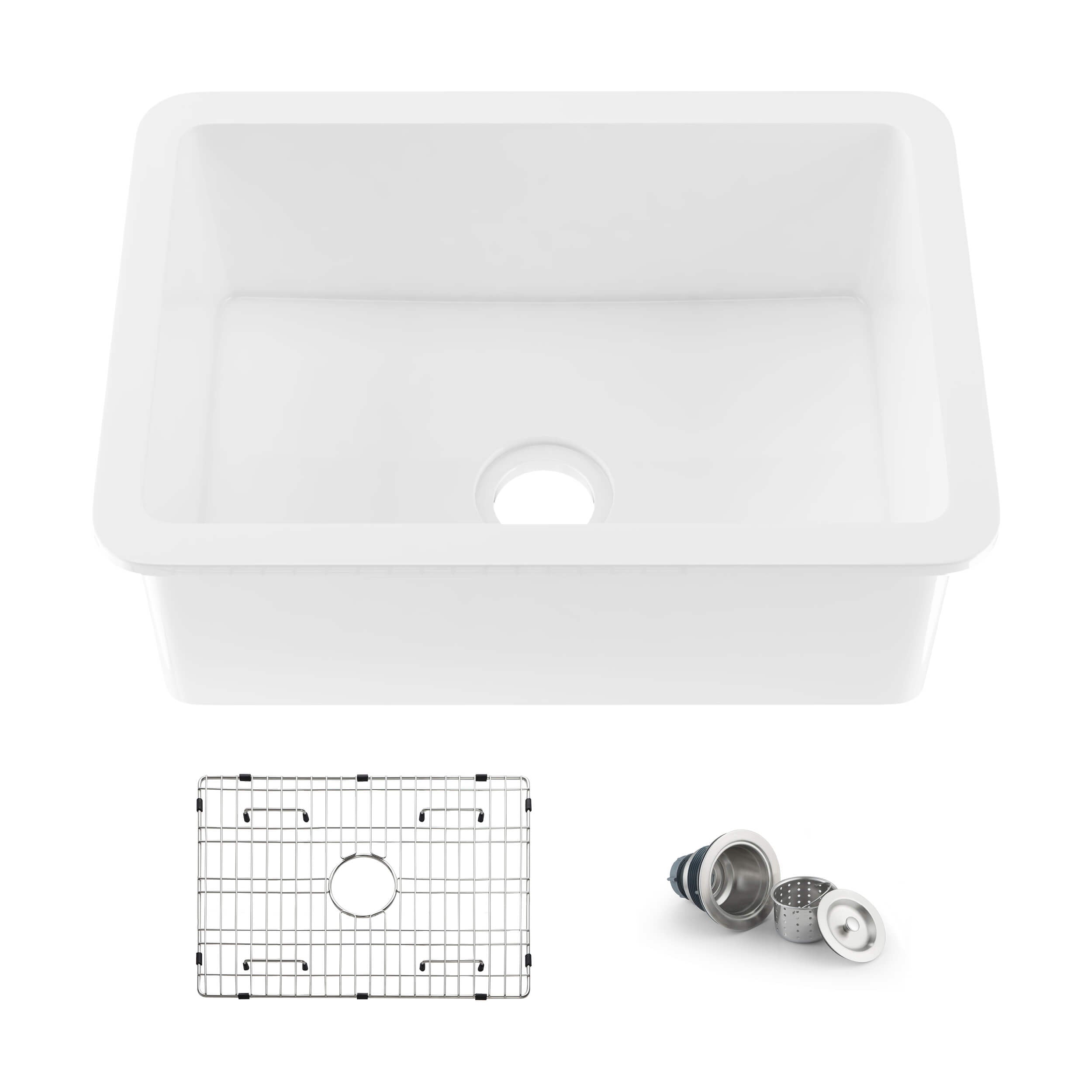 Casa Fixtures Nova 24" Fireclay Single Bowl Kitchen Undermount Sink – C2-24S