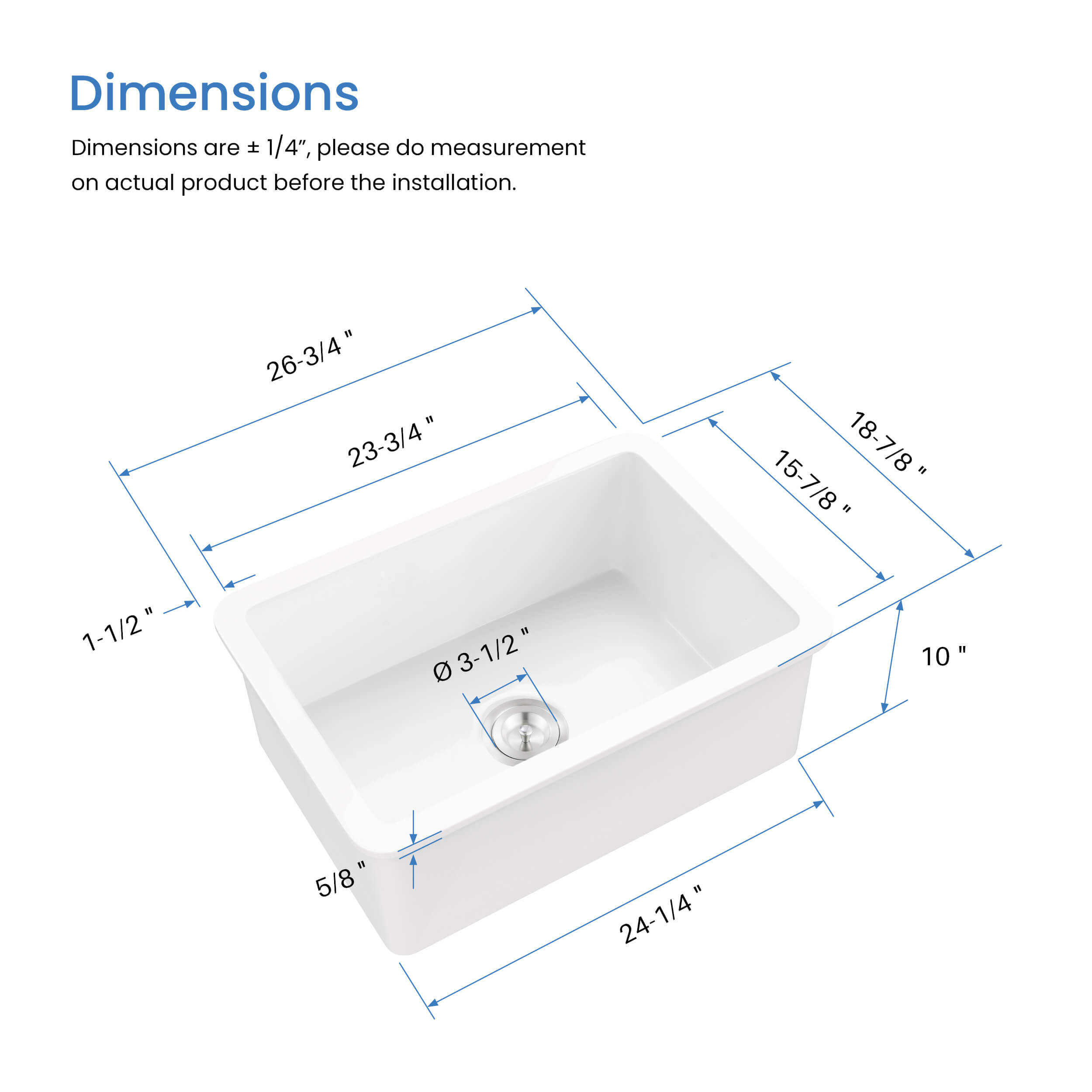 Nova 27" Fireclay Single Bowl Kitchen Undermount Sink