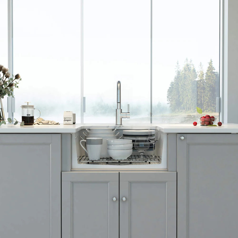 Nova 30" Fireclay Single Bowl Kitchen Drop-In/Undermount Sink - C2-30S