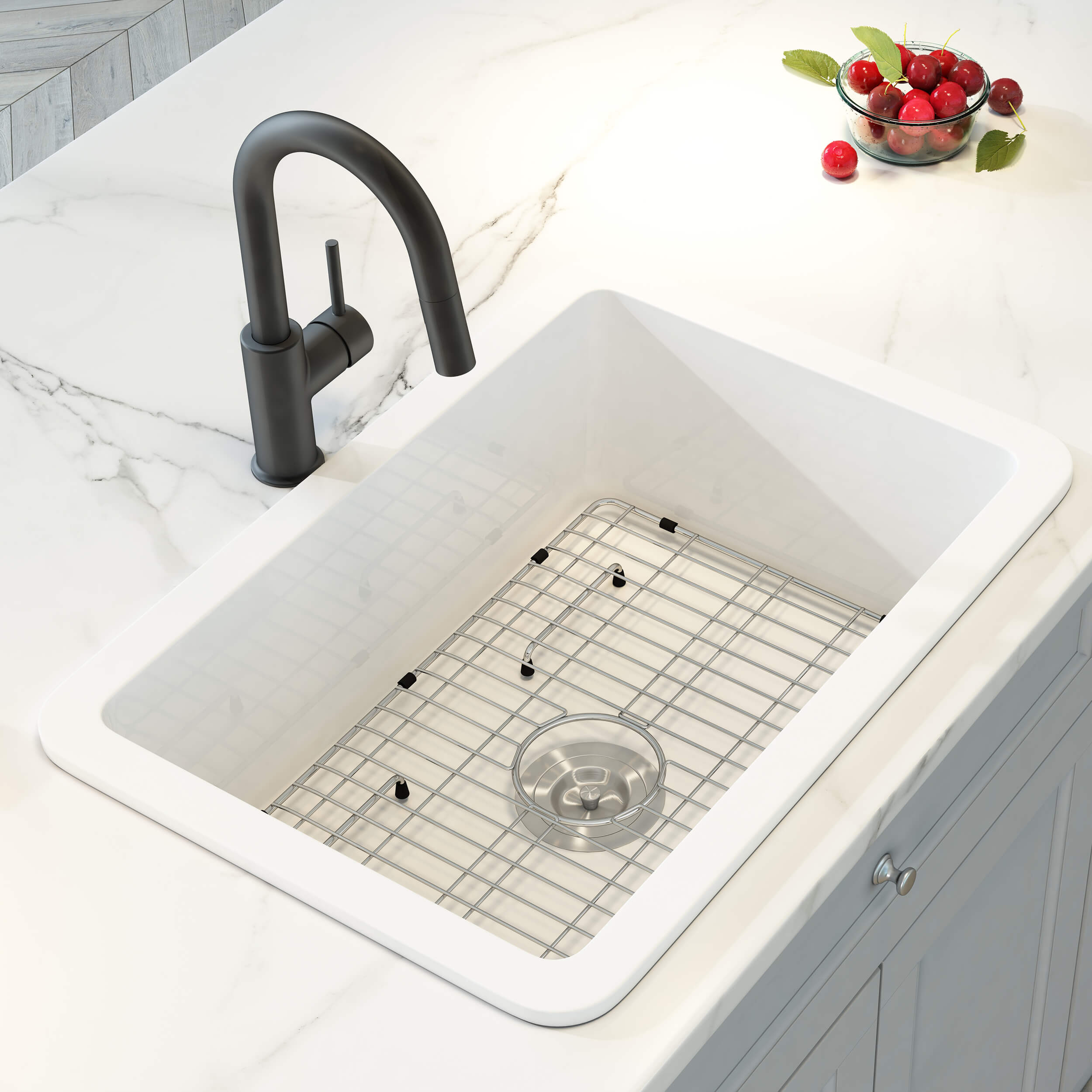 Casa Fixtures Nova 24" Fireclay Single Bowl Kitchen Undermount Sink – C2-24S