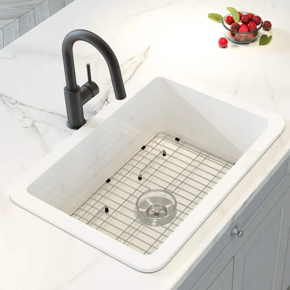 Nova 30" Fireclay Single Bowl Kitchen Drop-In/Undermount Sink - C2-30S