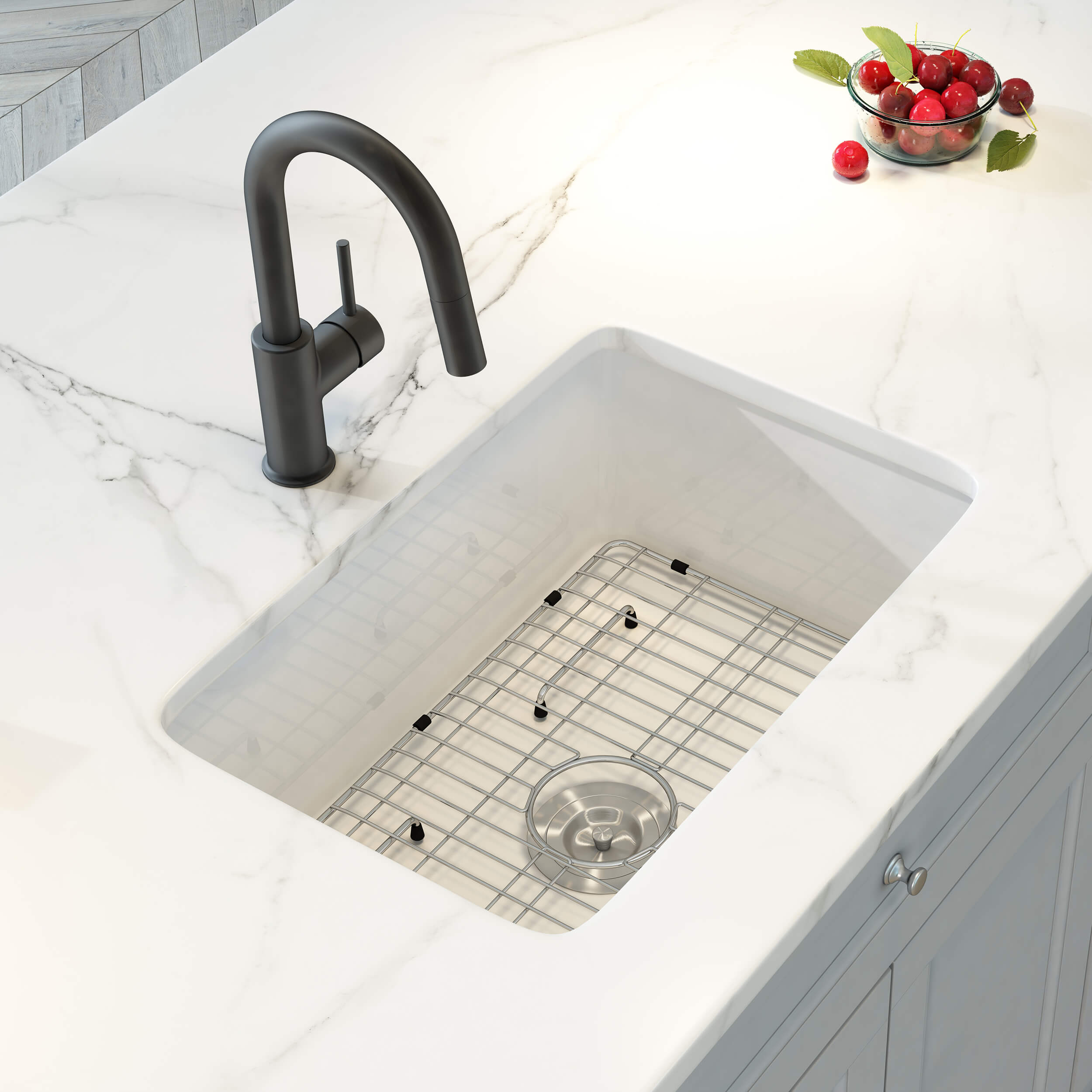 Casa Fixtures Nova 24" Fireclay Single Bowl Kitchen Undermount Sink – C2-24S