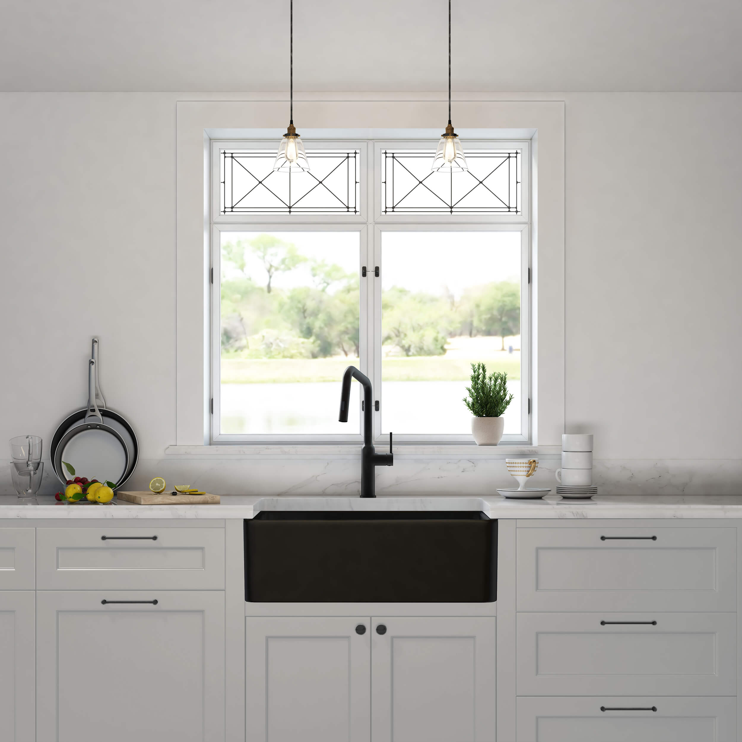 Nova 36″ Matte Black Fireclay Single Bowl Kitchen Farmhouse Sink – C2-36SF