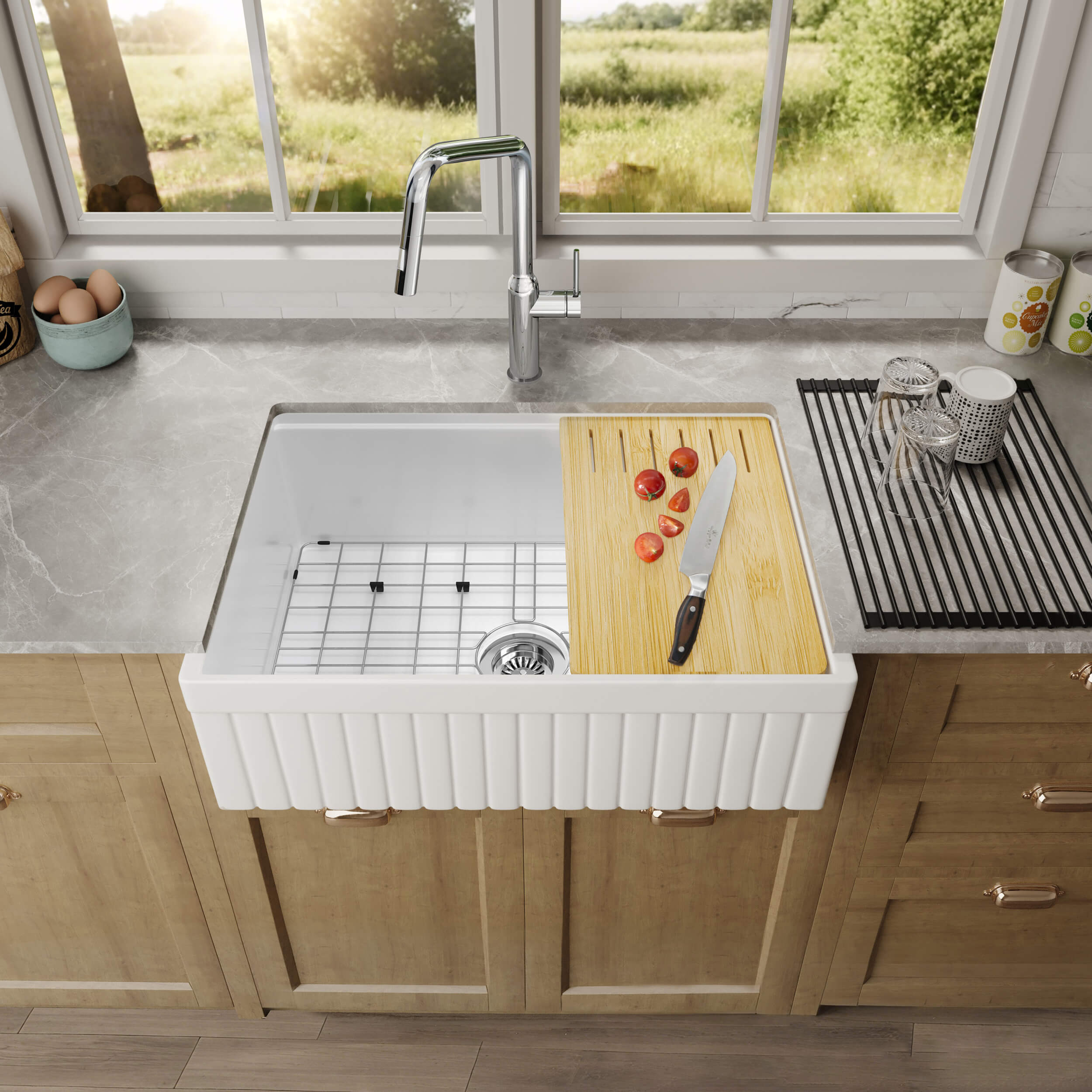 Pillar 30? Kitchen Farmhouse Fireclay Workstation Sink