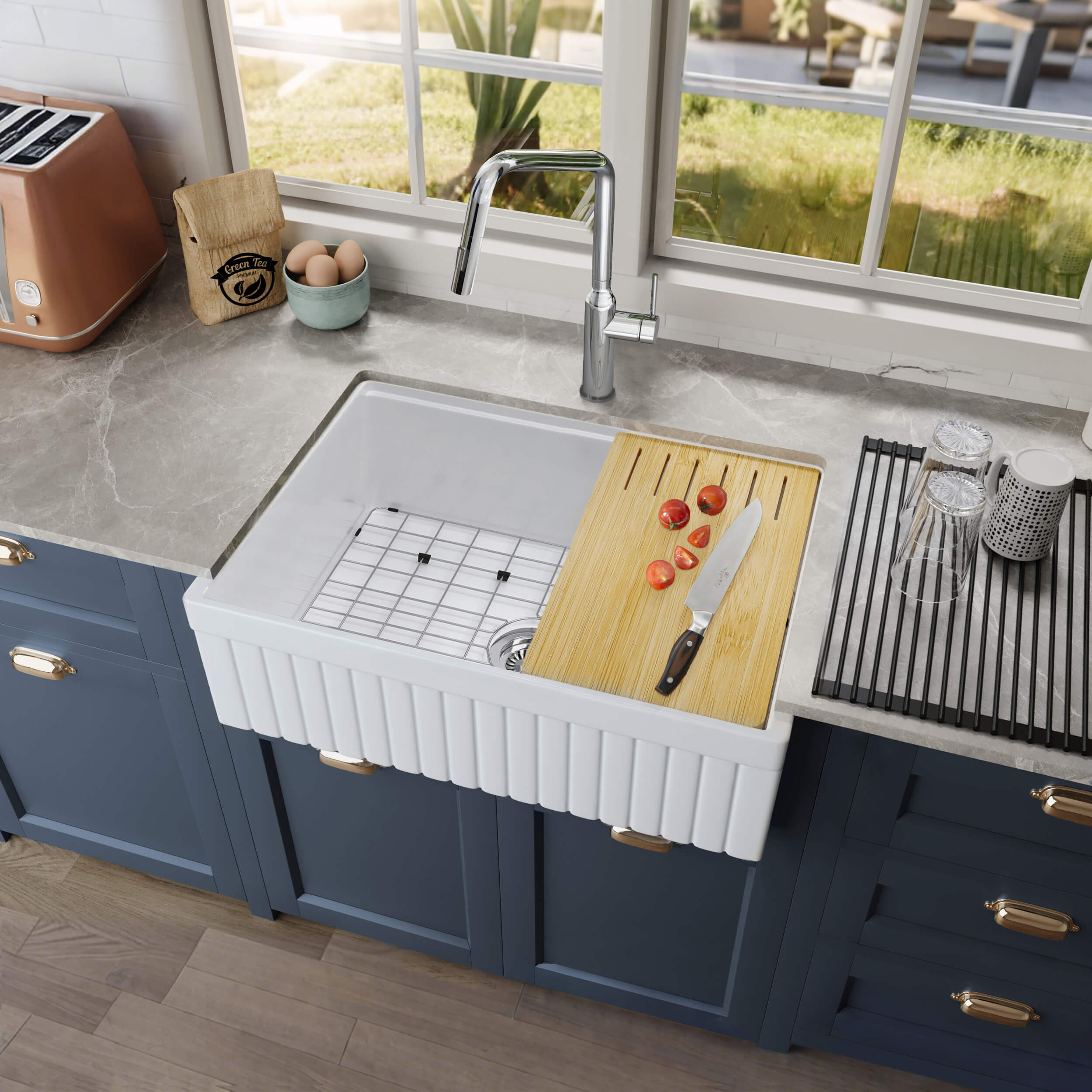 Pillar 30? Kitchen Farmhouse Fireclay Workstation Sink