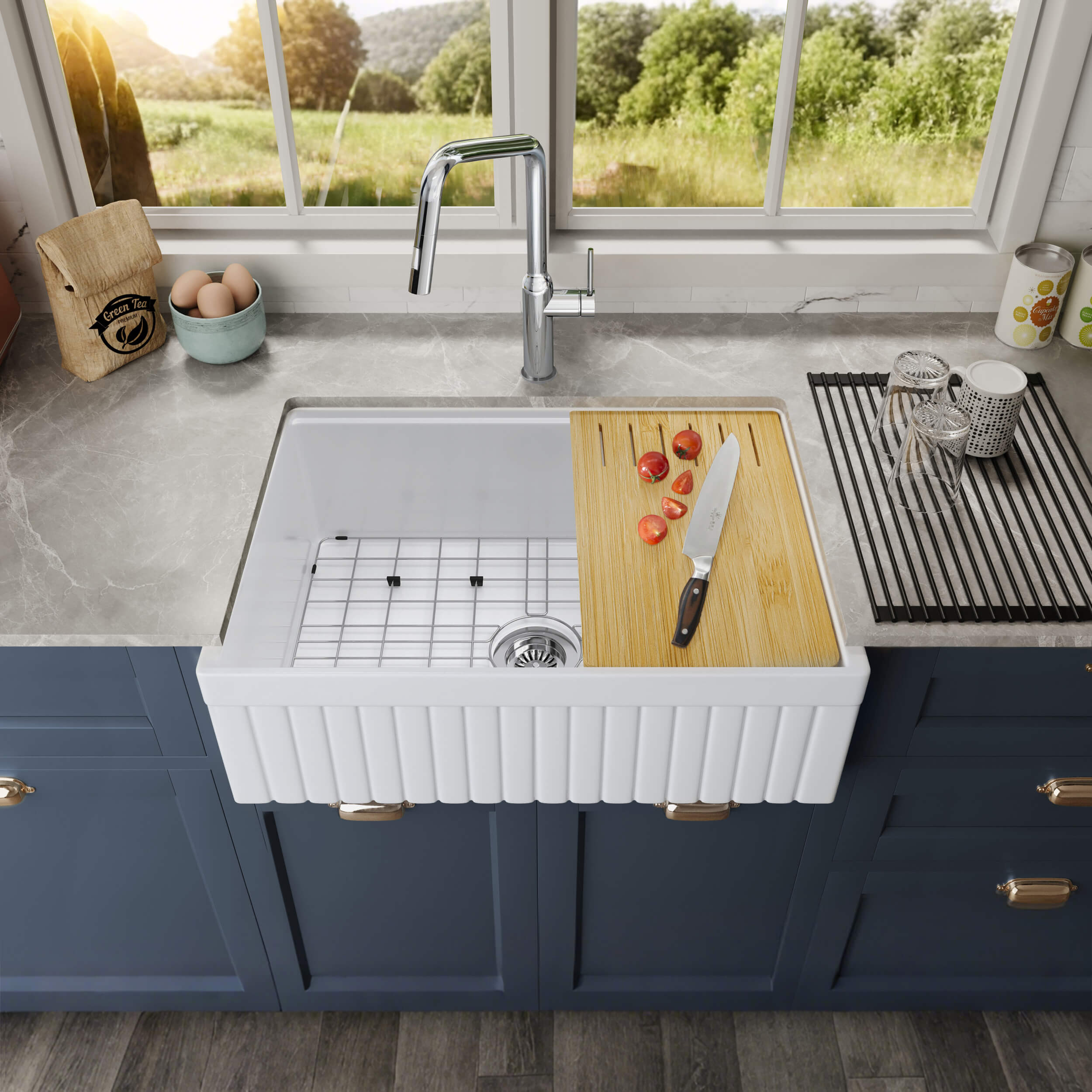 Pillar 30? Kitchen Farmhouse Fireclay Workstation Sink