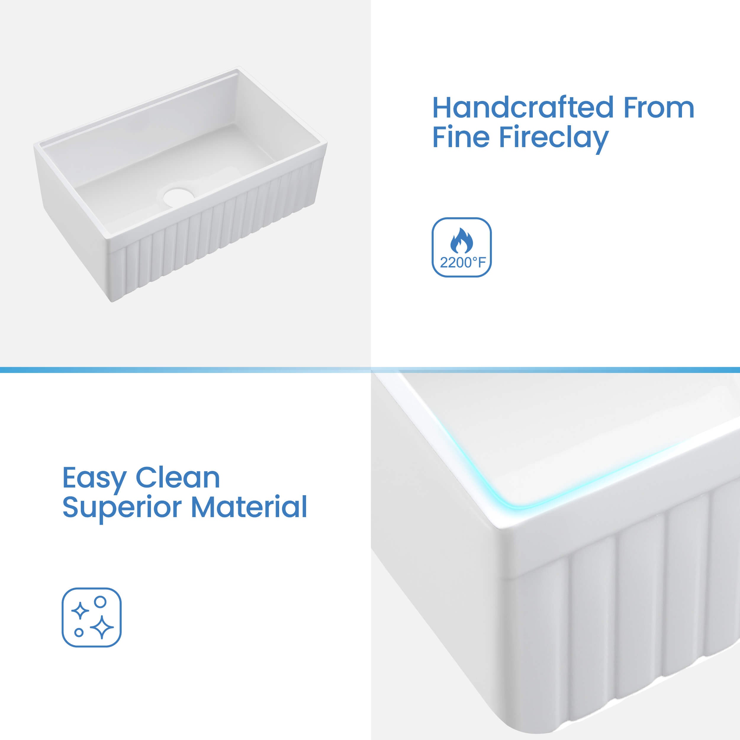 Pillar 30? Kitchen Farmhouse Fireclay Workstation Sink