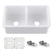 32" Fireclay Double Bowl Drop-In/Undermount Kitchen Sink - C2-32D