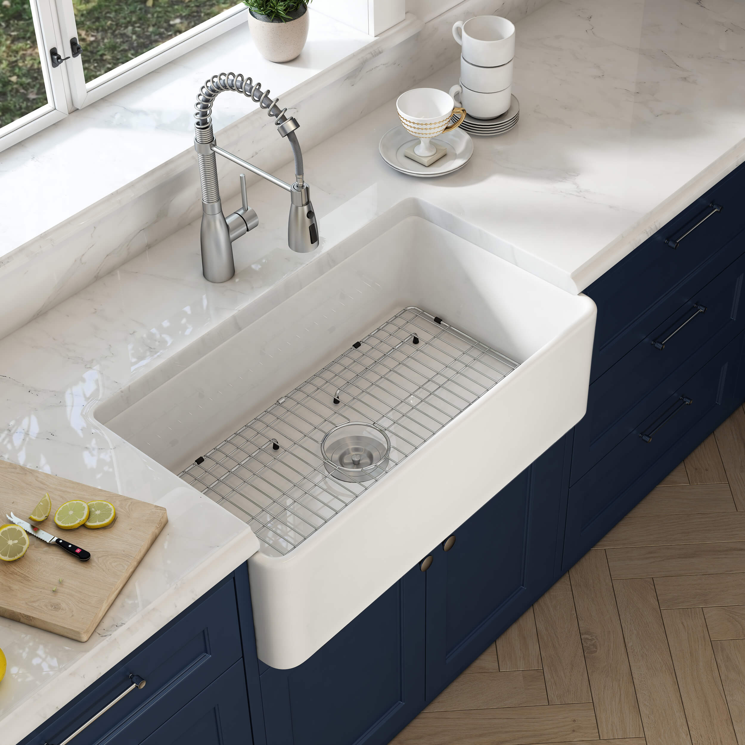 Nova 36″ Matte Black Fireclay Single Bowl Kitchen Farmhouse Sink – C2-36SF