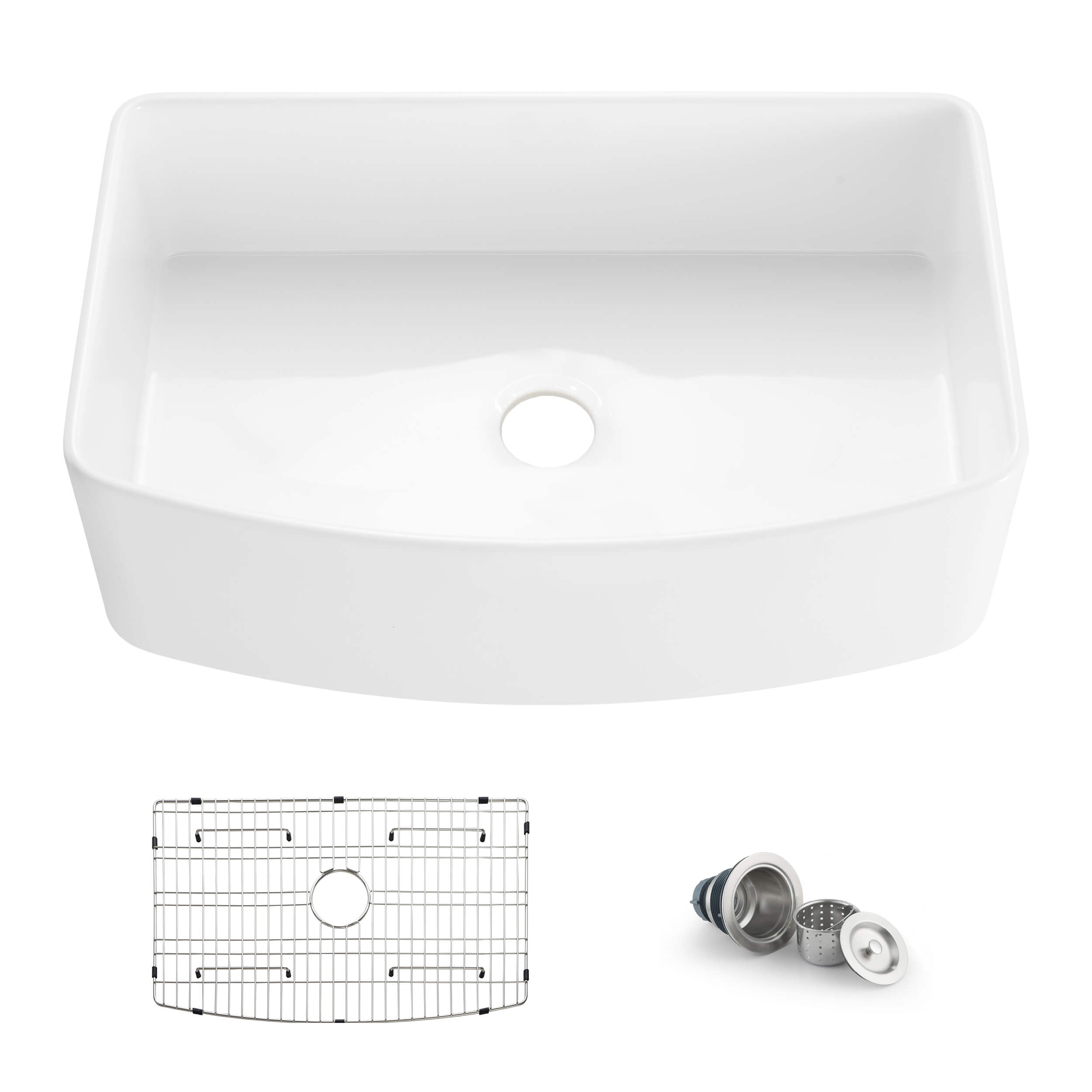 Nova 36" Curved Apron Front Fireclay Farmhouse Kitchen Sink - C2-36SFC