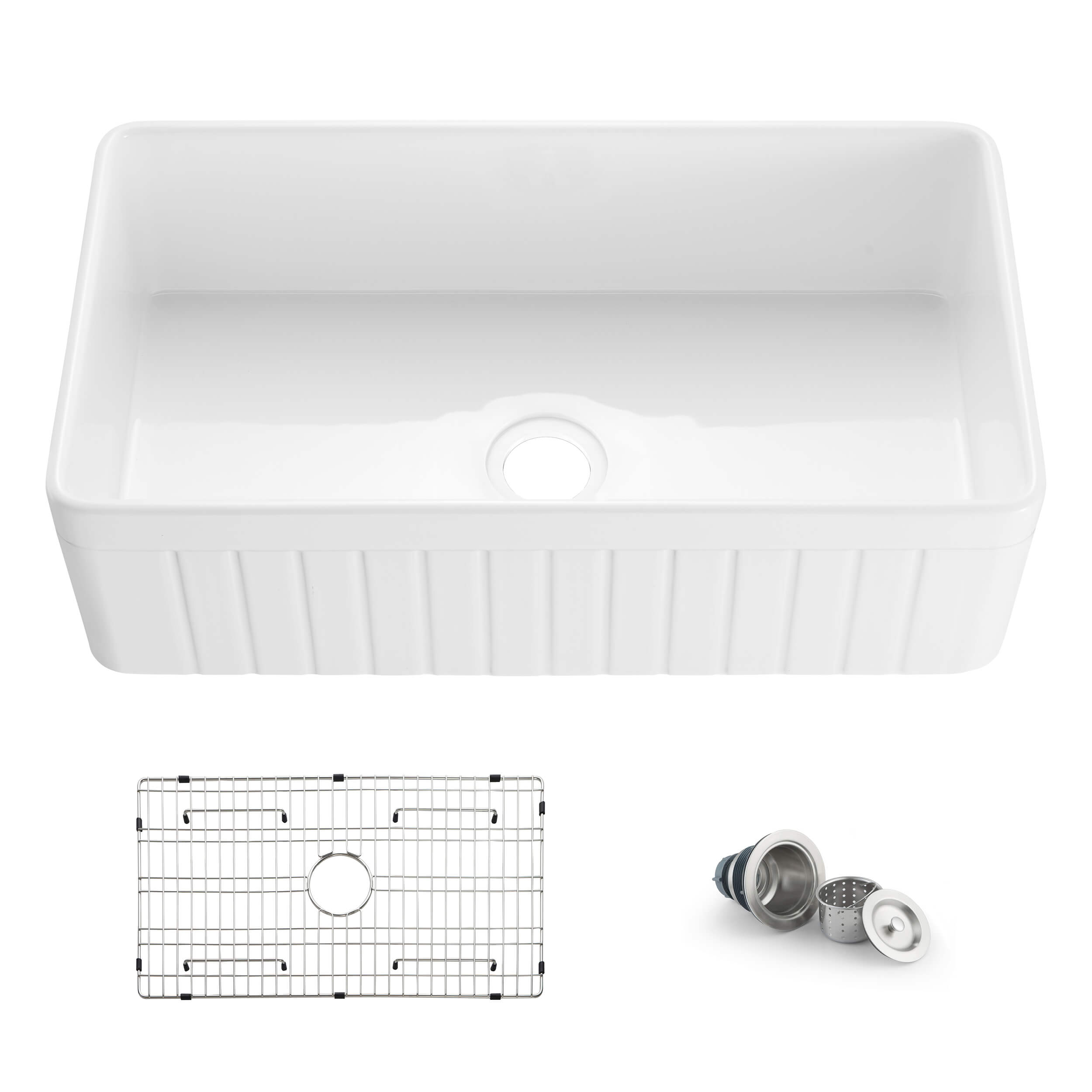 Pillar 33" Reversible Fireclay Single Bowl Kitchen Farmhouse Sink