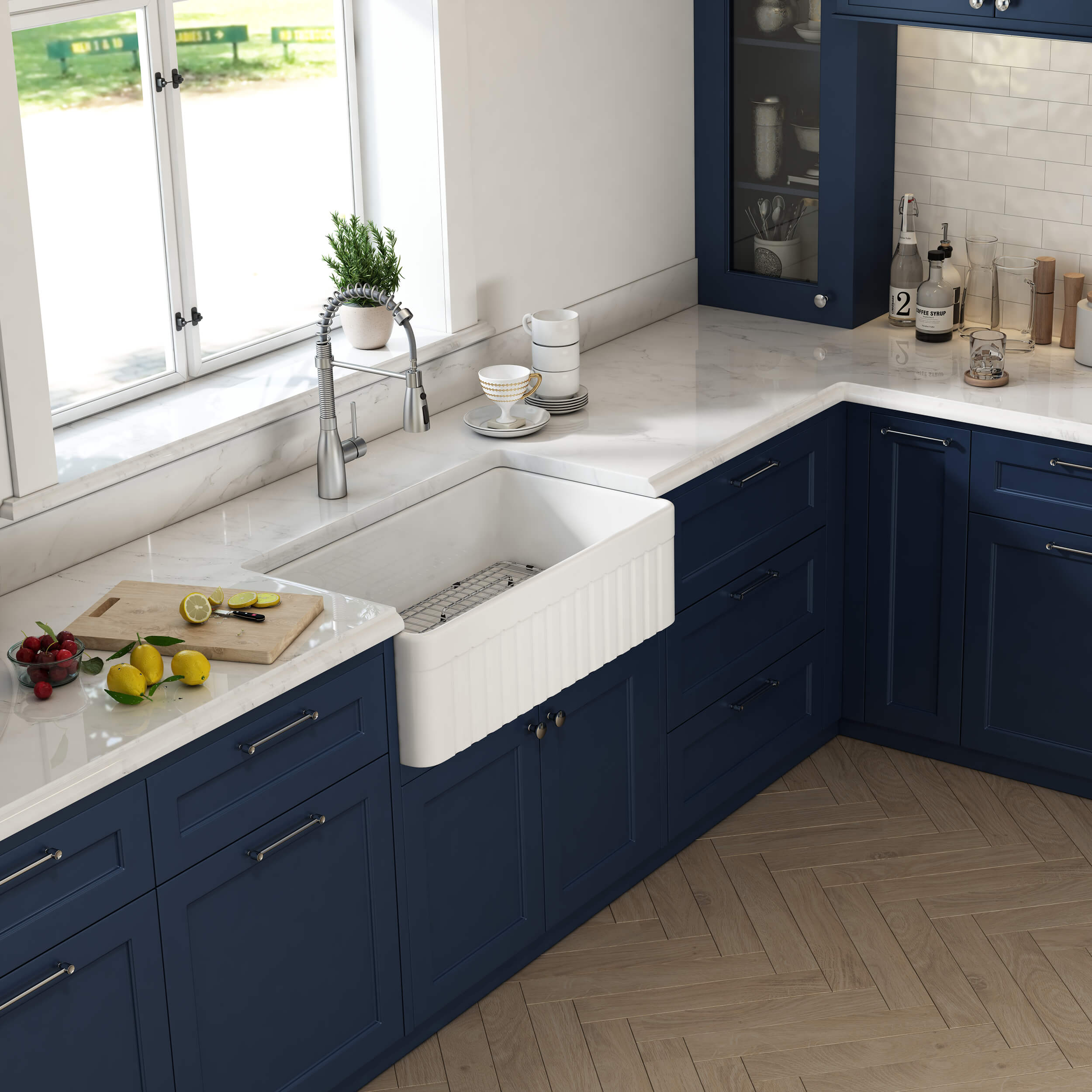 Pillar 33" Reversible Fireclay Single Bowl Kitchen Farmhouse Sink