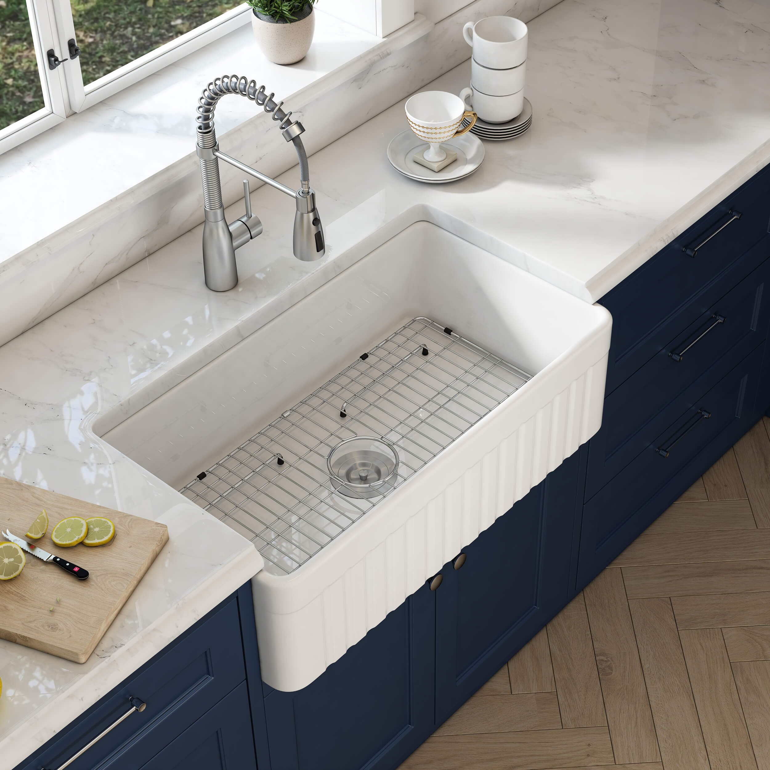Pillar 33" Reversible Fireclay Single Bowl Kitchen Farmhouse Sink