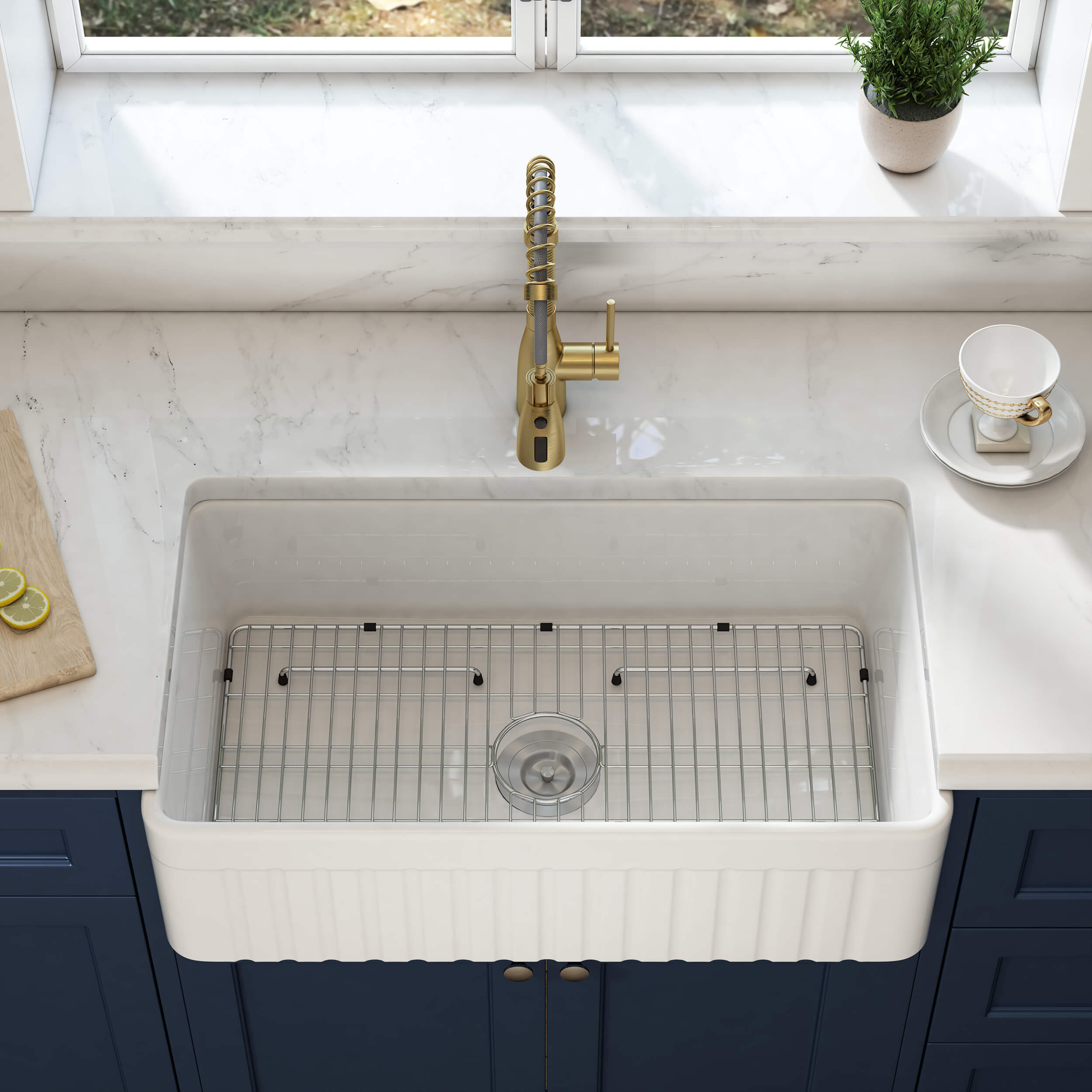 Pillar 33" Reversible Fireclay Single Bowl Kitchen Farmhouse Sink