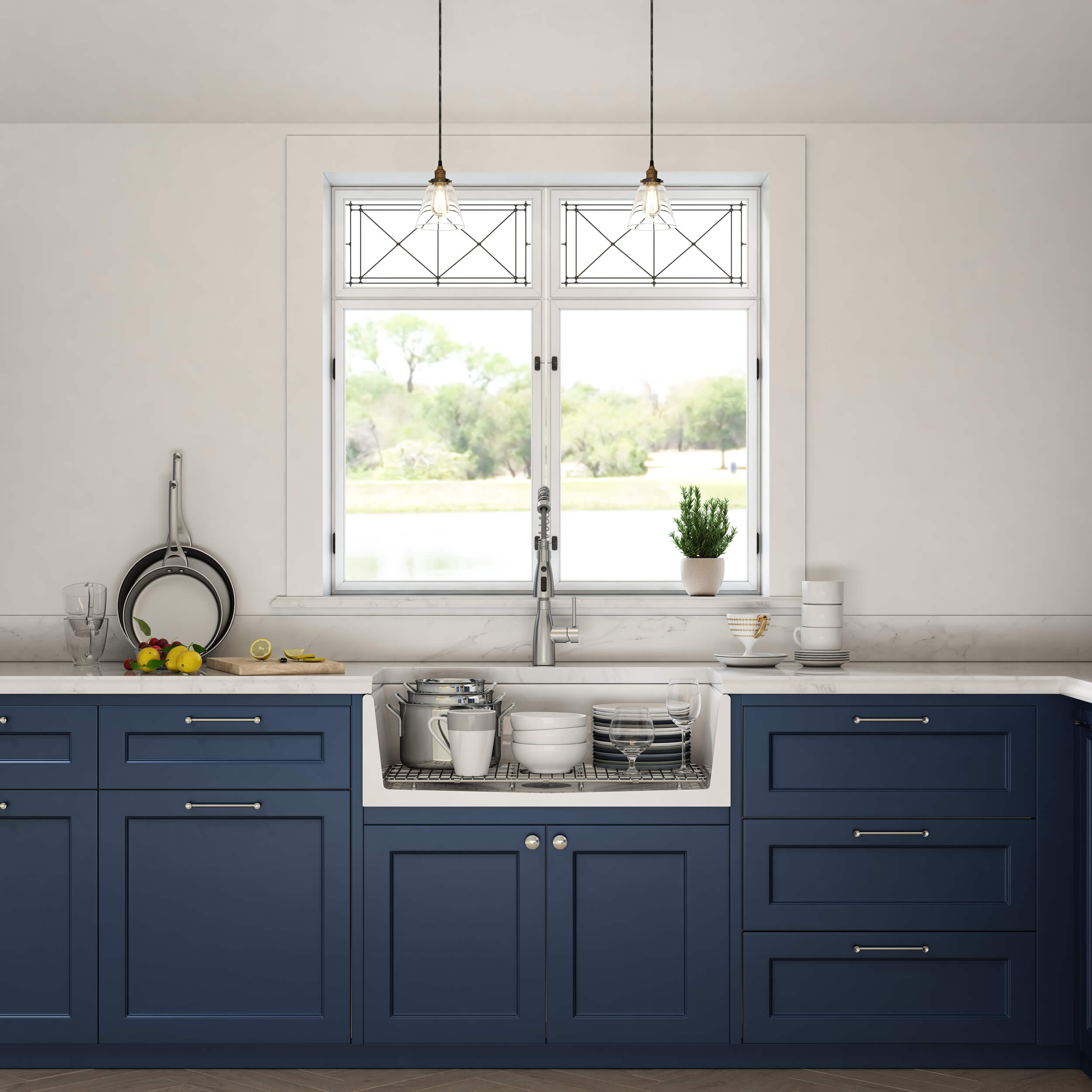 Pillar 33" Reversible Fireclay Single Bowl Kitchen Farmhouse Sink