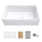 Nova 33″ Reversible Apron Kitchen Farmhouse Fireclay Workstation Sink - C2-33SFPIT
