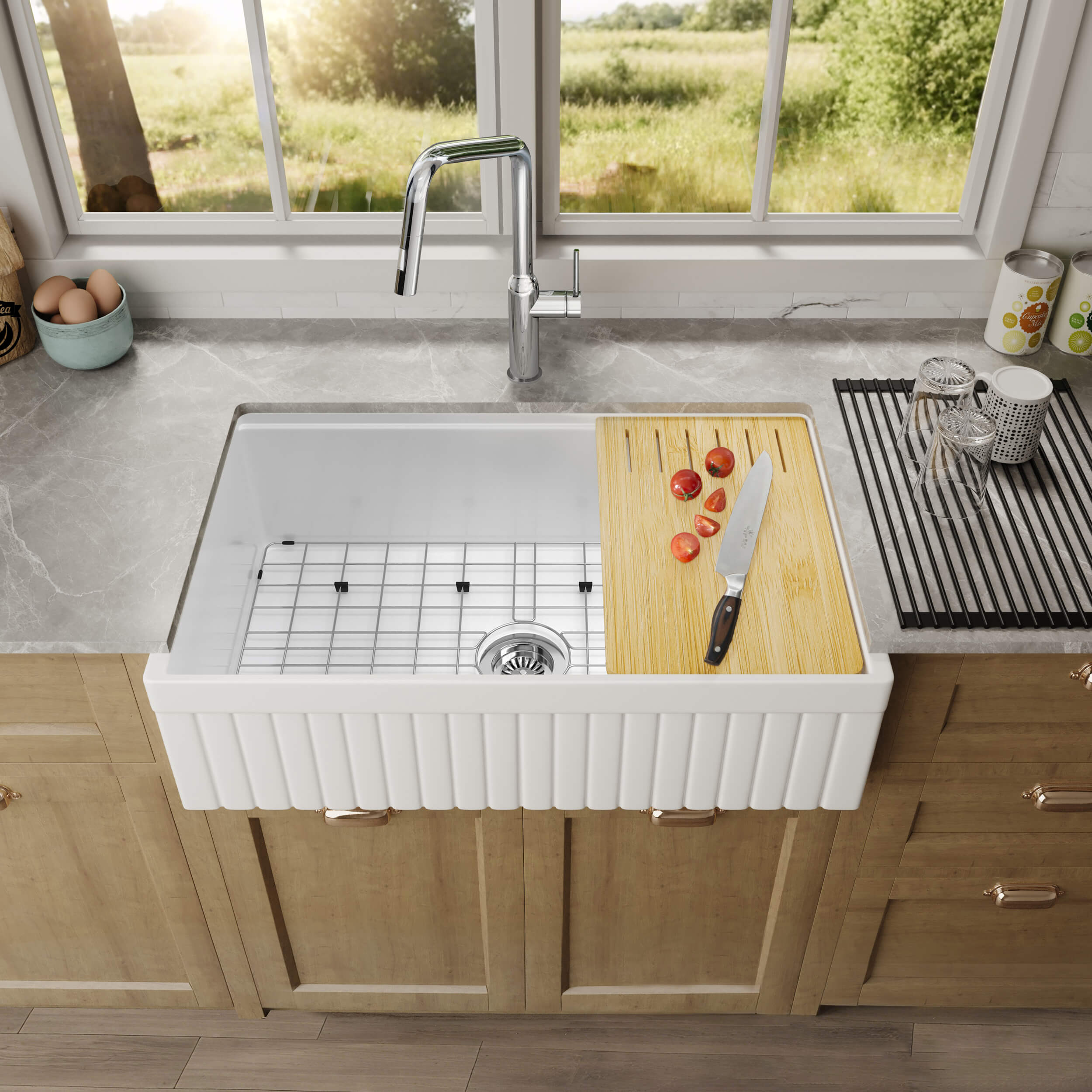 Pillar 33? Kitchen Farmhouse Fireclay Workstation Sink