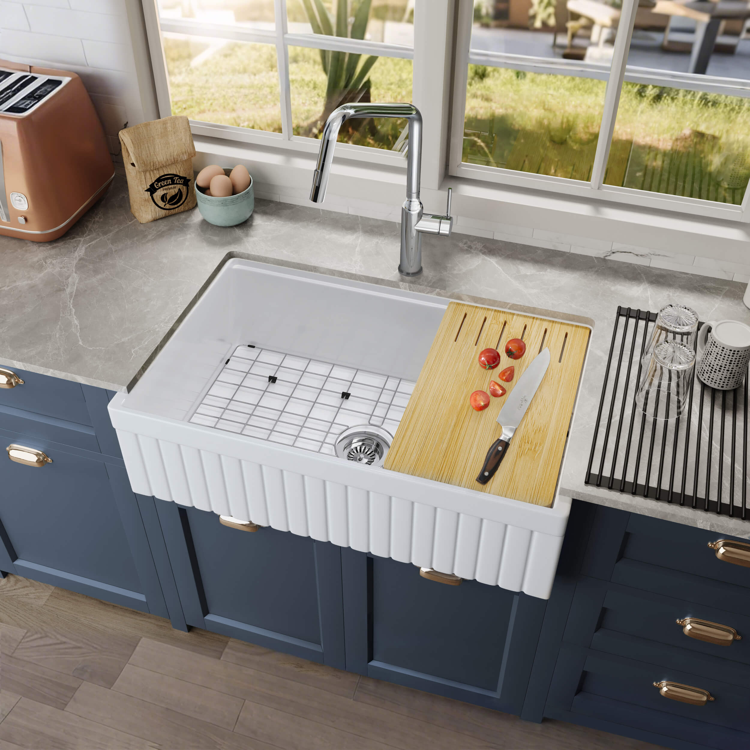 Pillar 33? Kitchen Farmhouse Fireclay Workstation Sink
