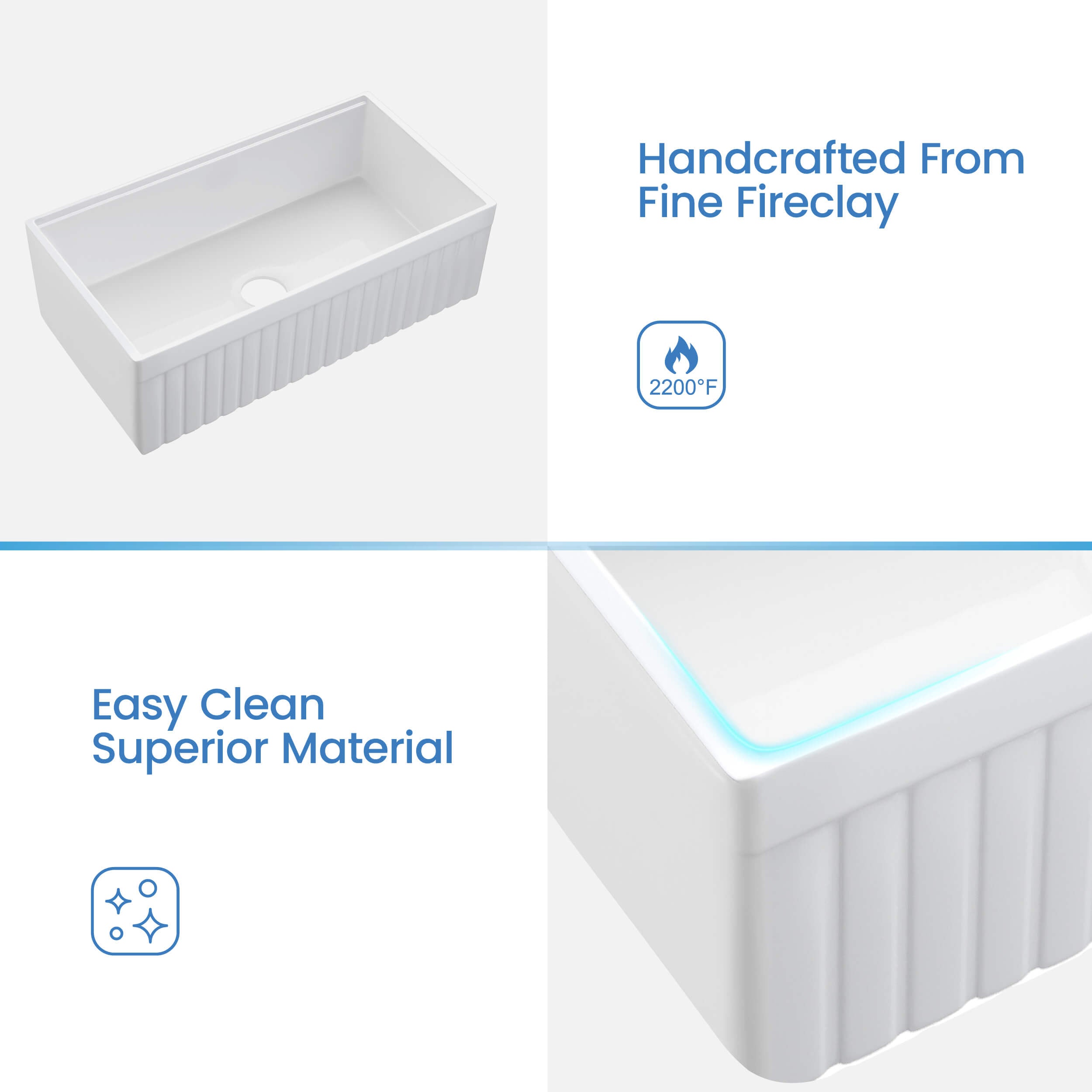 Pillar 33? Kitchen Farmhouse Fireclay Workstation Sink