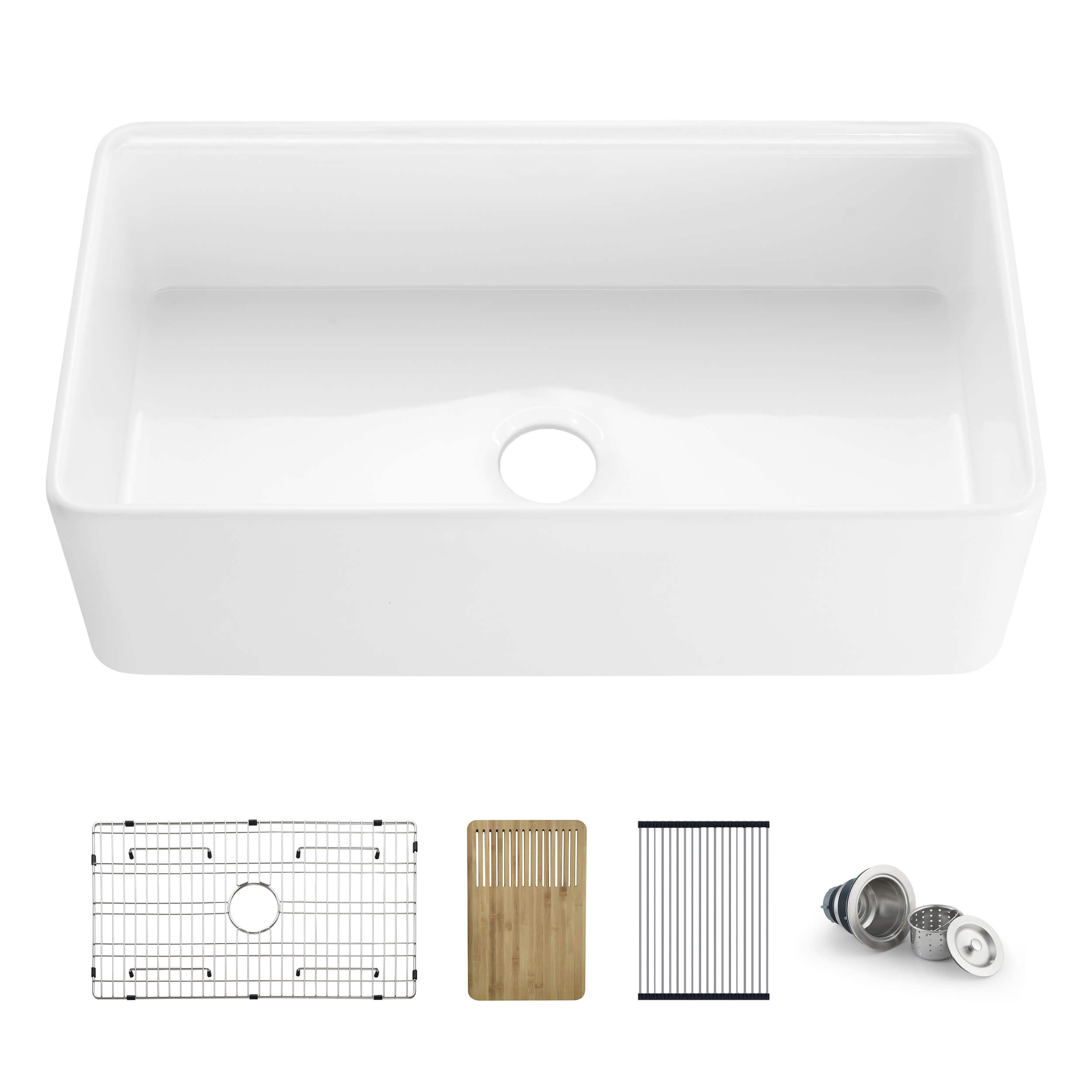 Nova 33" Farmhouse Fireclay Kitchen Workstation Sink