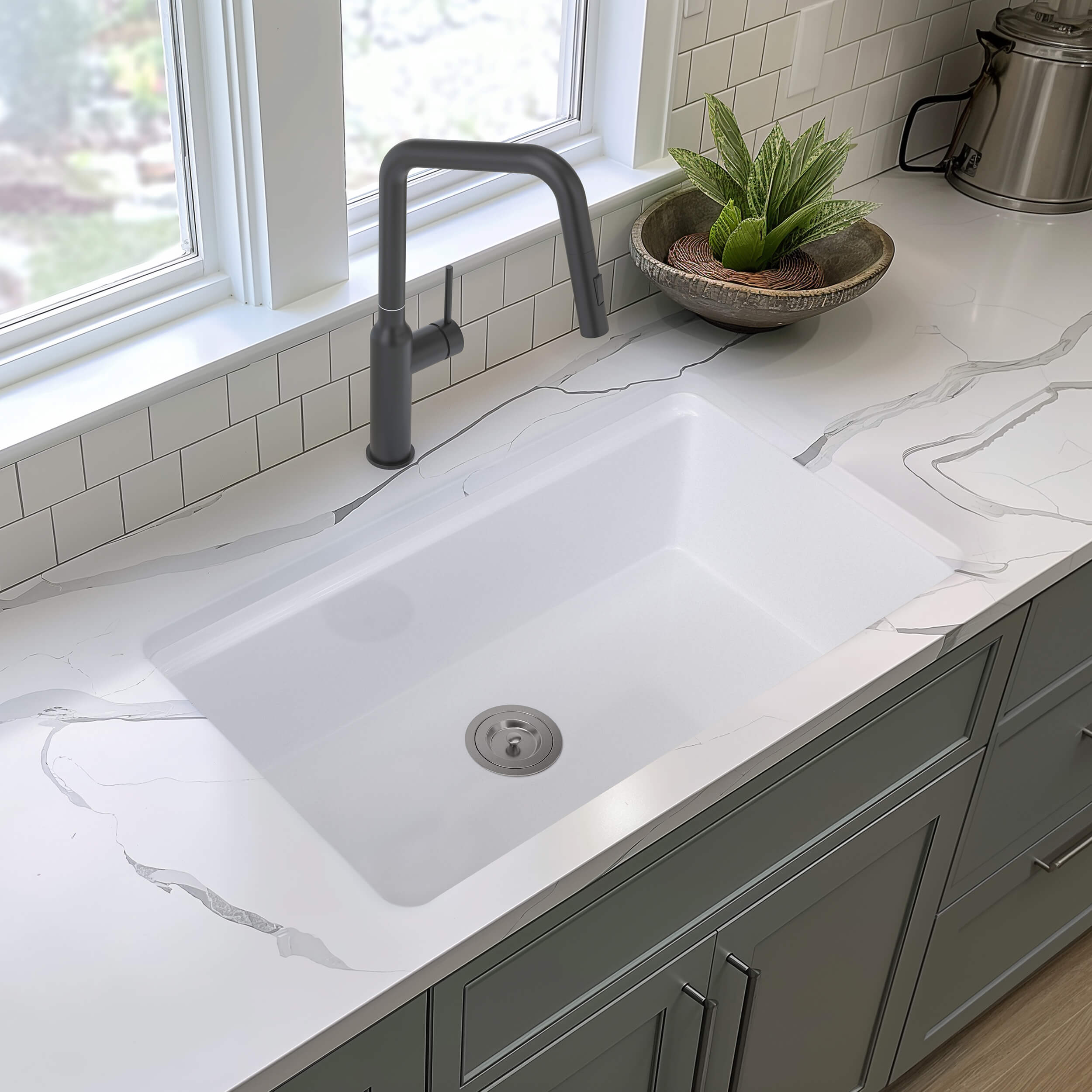 33" Fireclay Undermount  Workstation Sink