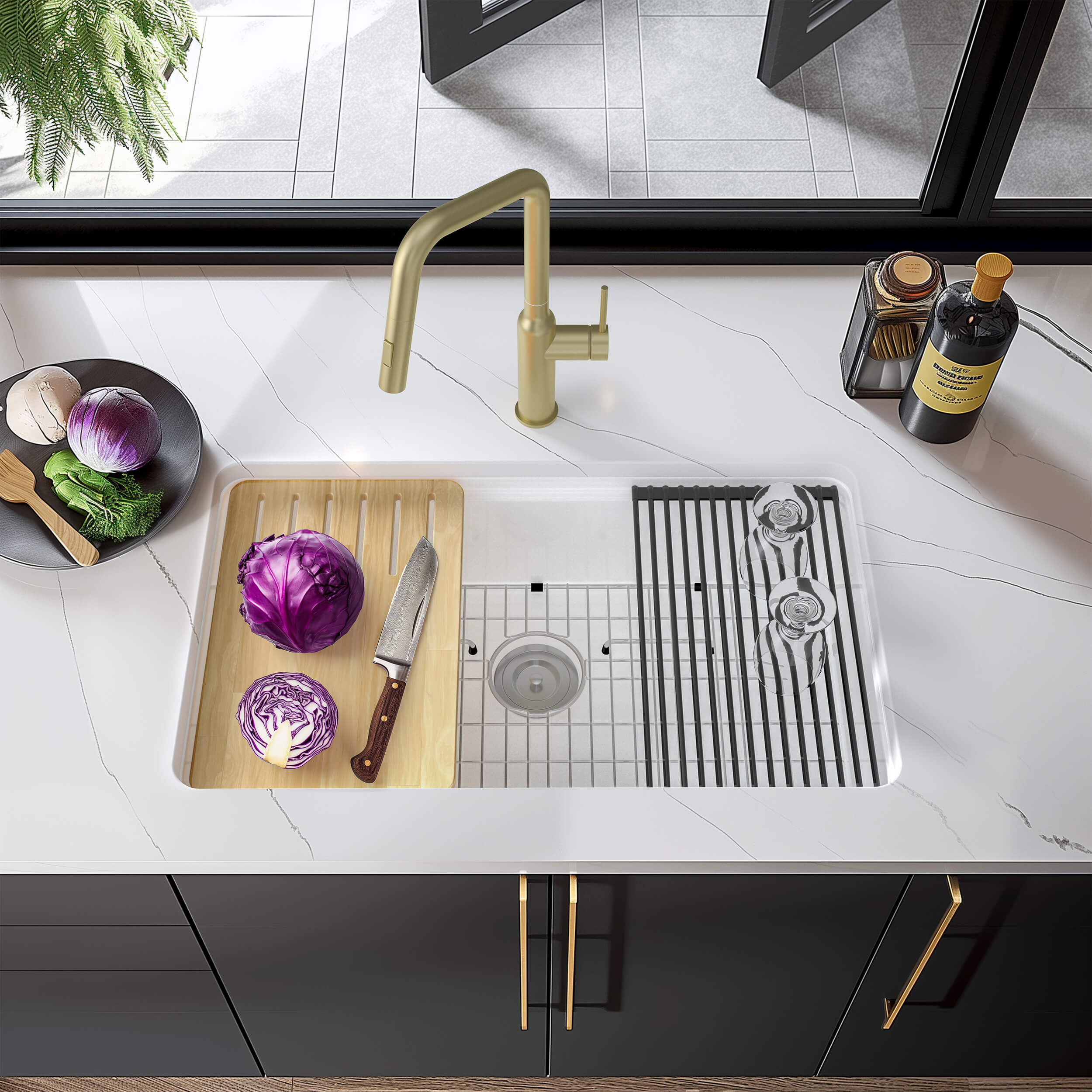 33" Fireclay Undermount  Workstation Sink