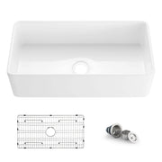 Nova 36″ Matte Black Fireclay Single Bowl Kitchen Farmhouse Sink – C2-36SF
