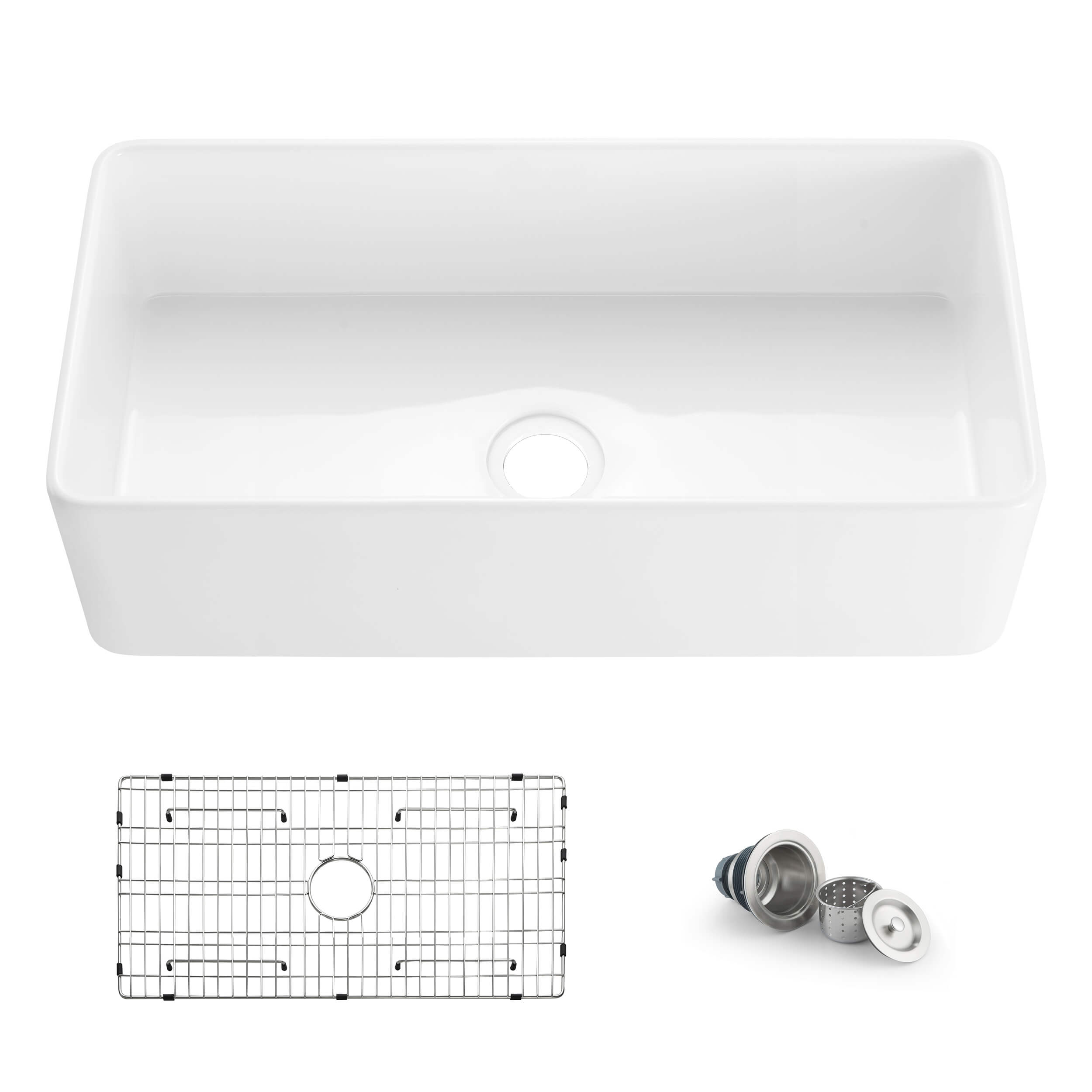 Nova 36″ Matte Black Fireclay Single Bowl Kitchen Farmhouse Sink – C2-36SF