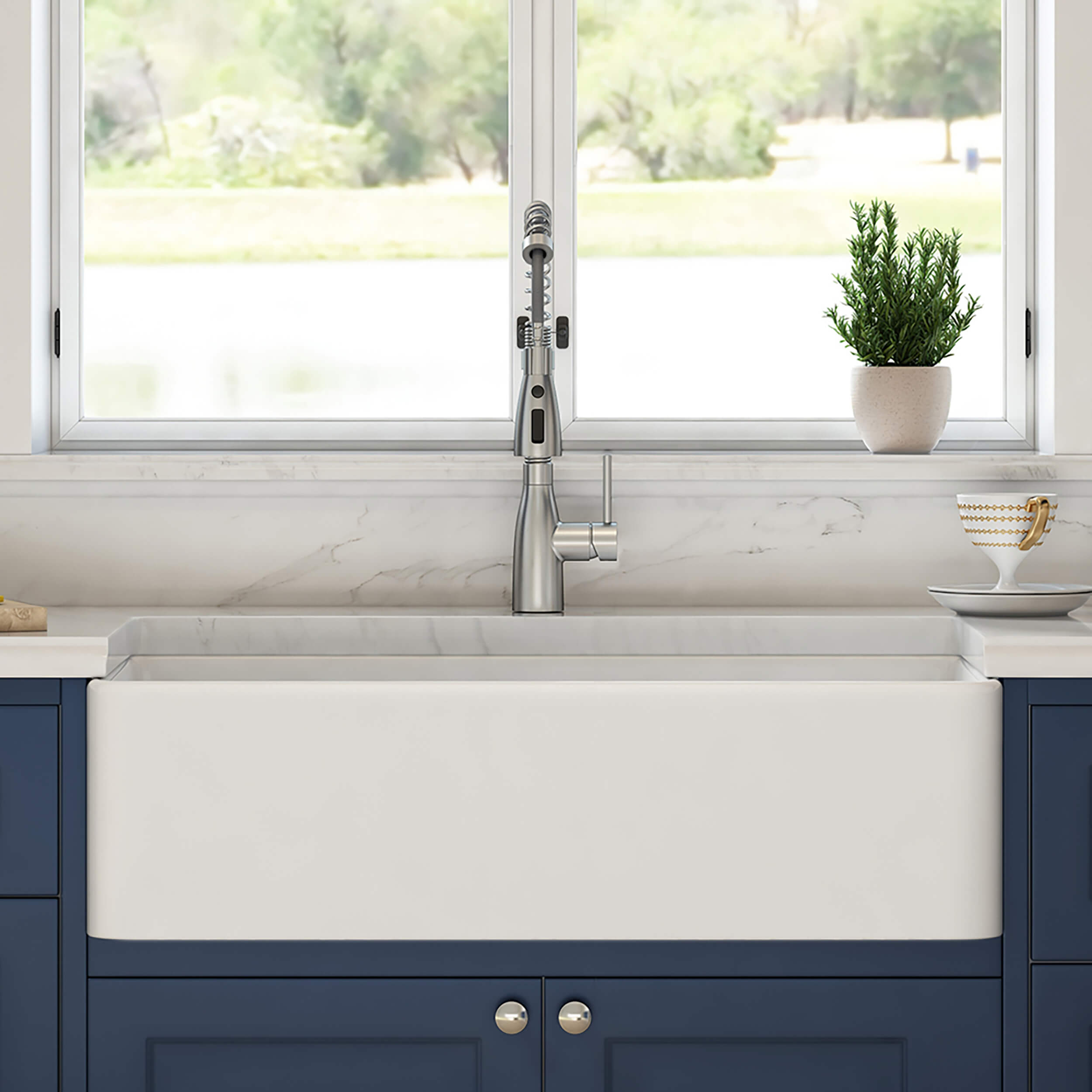 Nova 36″ Matte Black Fireclay Single Bowl Kitchen Farmhouse Sink – C2-36SF