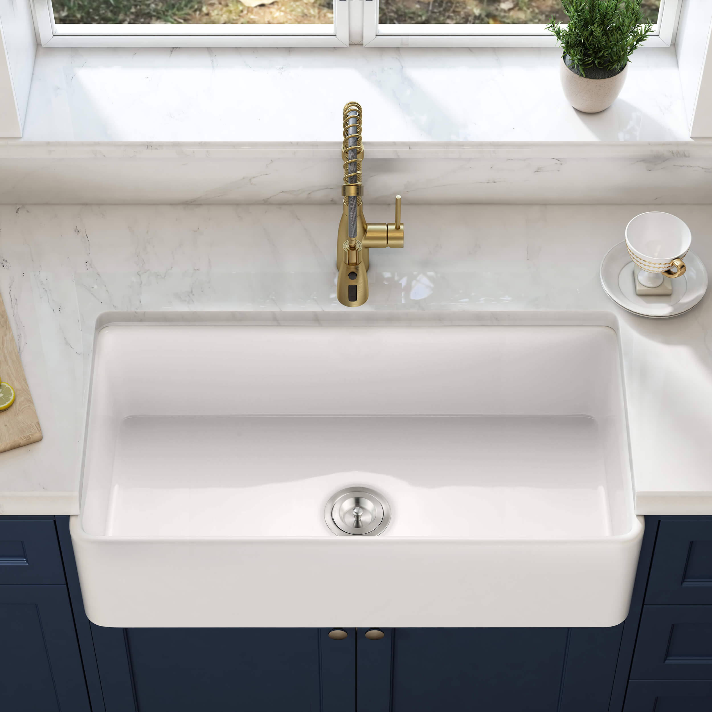 Nova 36″ Matte Black Fireclay Single Bowl Kitchen Farmhouse Sink – C2-36SF