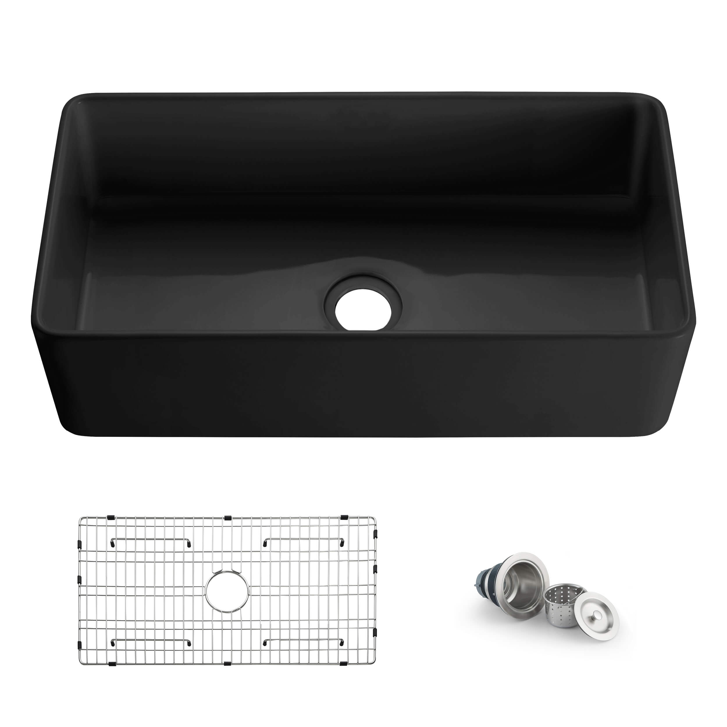 Nova 36″ Matte Black Fireclay Single Bowl Kitchen Farmhouse Sink – C2-36SF