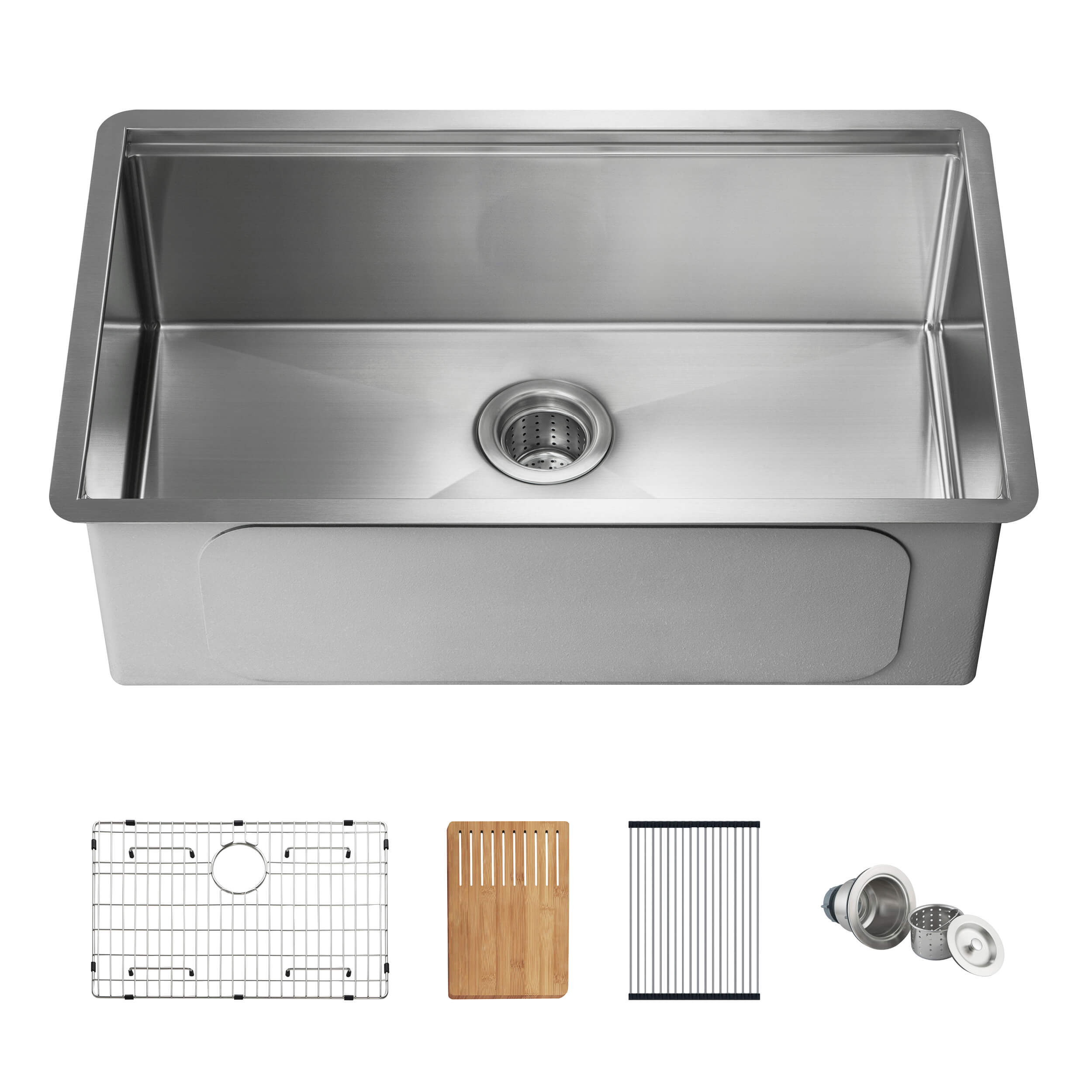 30" Handcrafted 316 Marine Grade Stainless Steel 16 Gauge Single Bowl Workstation Undermount Kitchen Sink